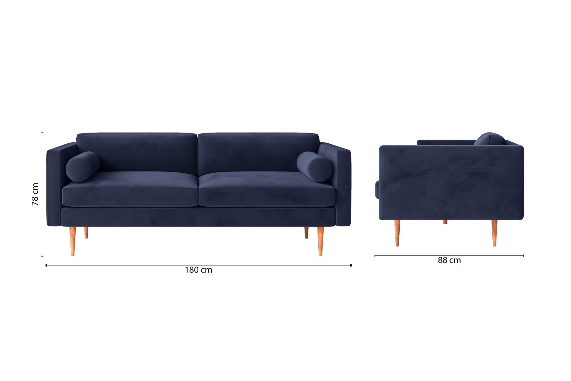 Salerno 2 Seater Sofa Dark Blue Velvet