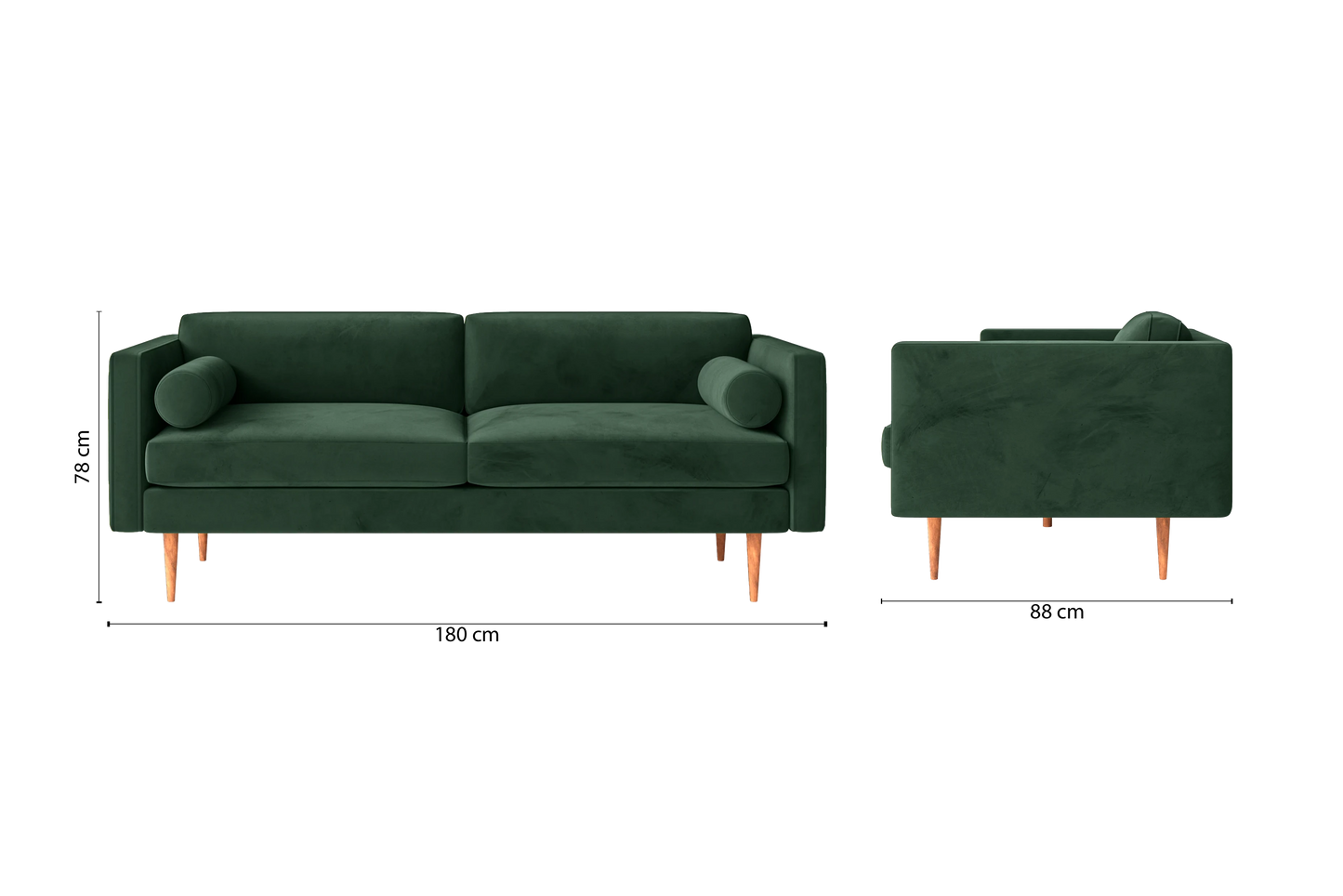 Salerno 2 Seater Sofa Green Velvet