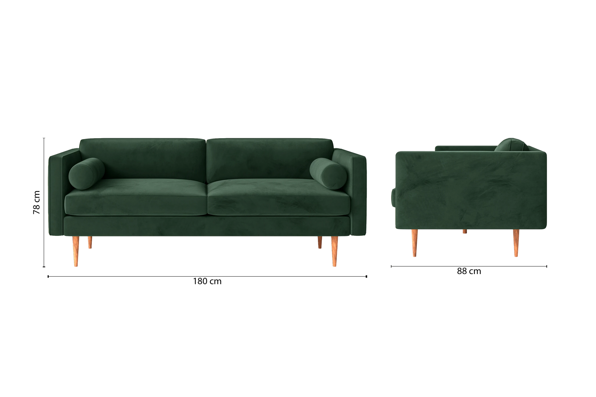 Salerno 2 Seater Sofa Green Velvet