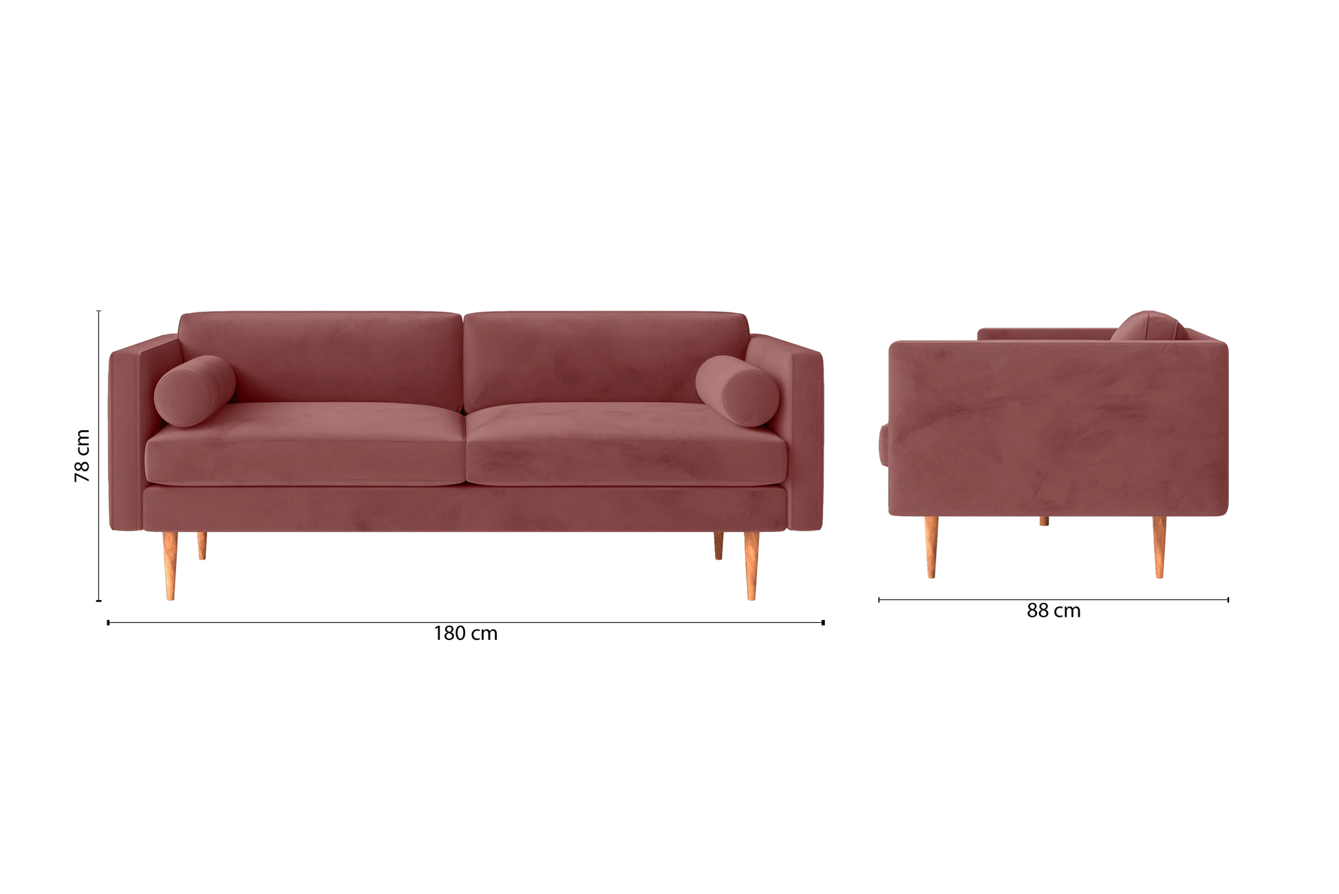 Salerno 2 Seater Sofa Pink Velvet