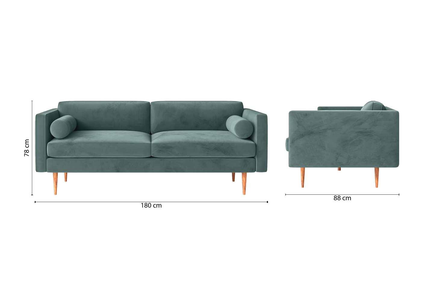 Salerno 2 Seater Sofa Teal Velvet