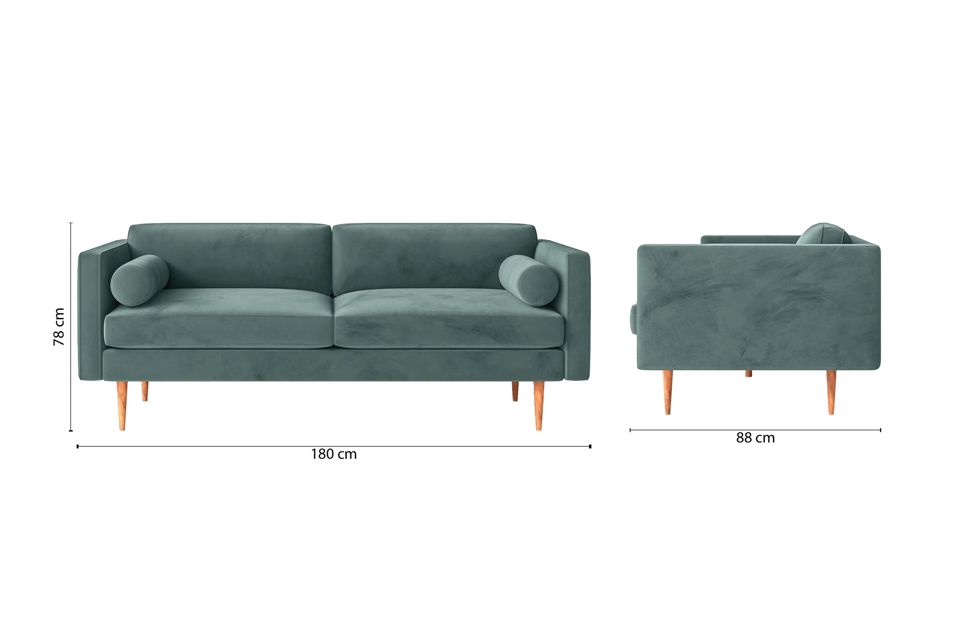 Salerno 2 Seater Sofa Teal Velvet