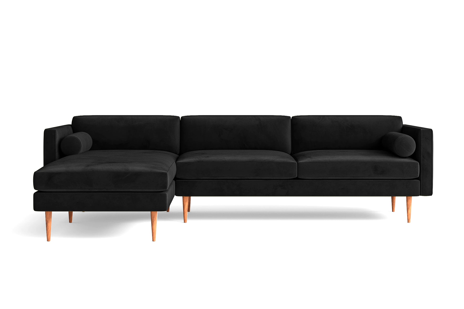 Salerno 3 Seater Left Hand Facing Chaise Lounge Corner Sofa Black Velvet