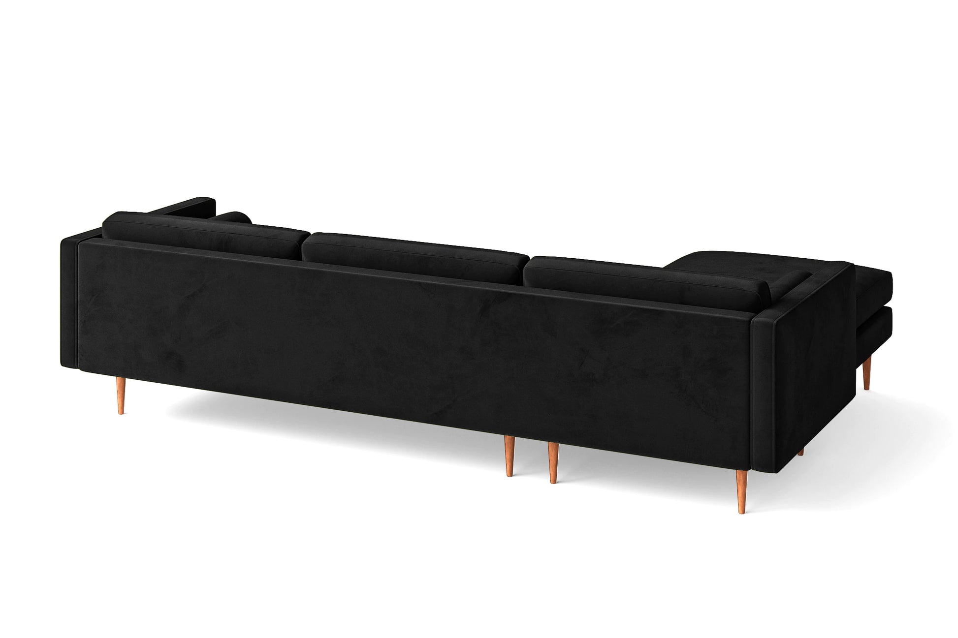 Salerno 3 Seater Left Hand Facing Chaise Lounge Corner Sofa Black Velvet