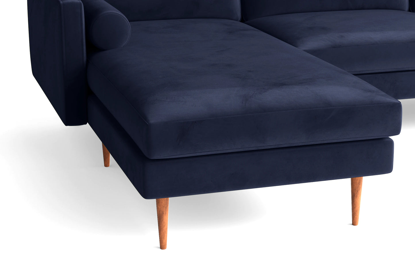 Salerno 3 Seater Left Hand Facing Chaise Lounge Corner Sofa Dark Blue Velvet