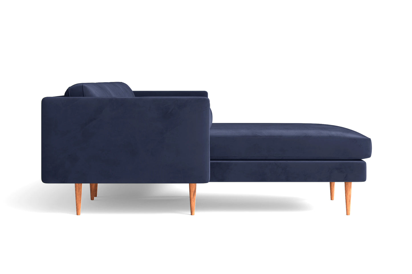 Salerno 3 Seater Left Hand Facing Chaise Lounge Corner Sofa Dark Blue Velvet