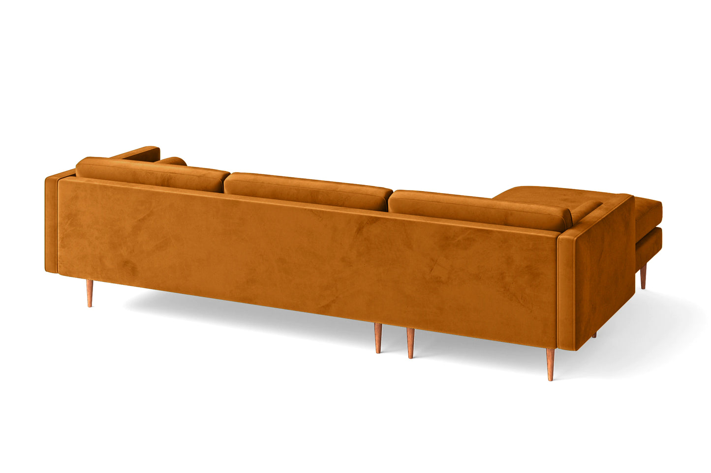 Salerno 3 Seater Left Hand Facing Chaise Lounge Corner Sofa Gold Velvet