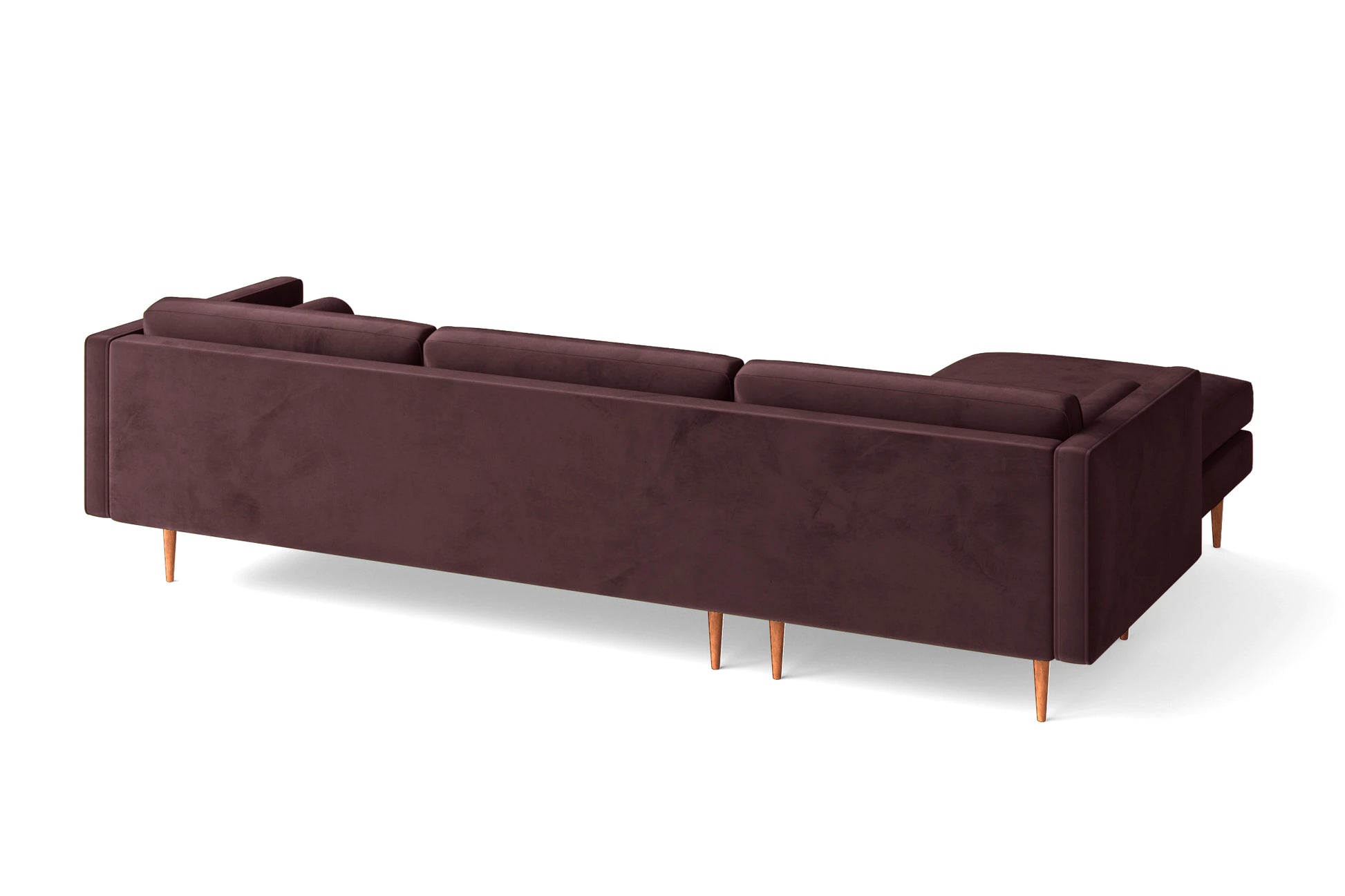 Salerno 3 Seater Left Hand Facing Chaise Lounge Corner Sofa Grape Velvet