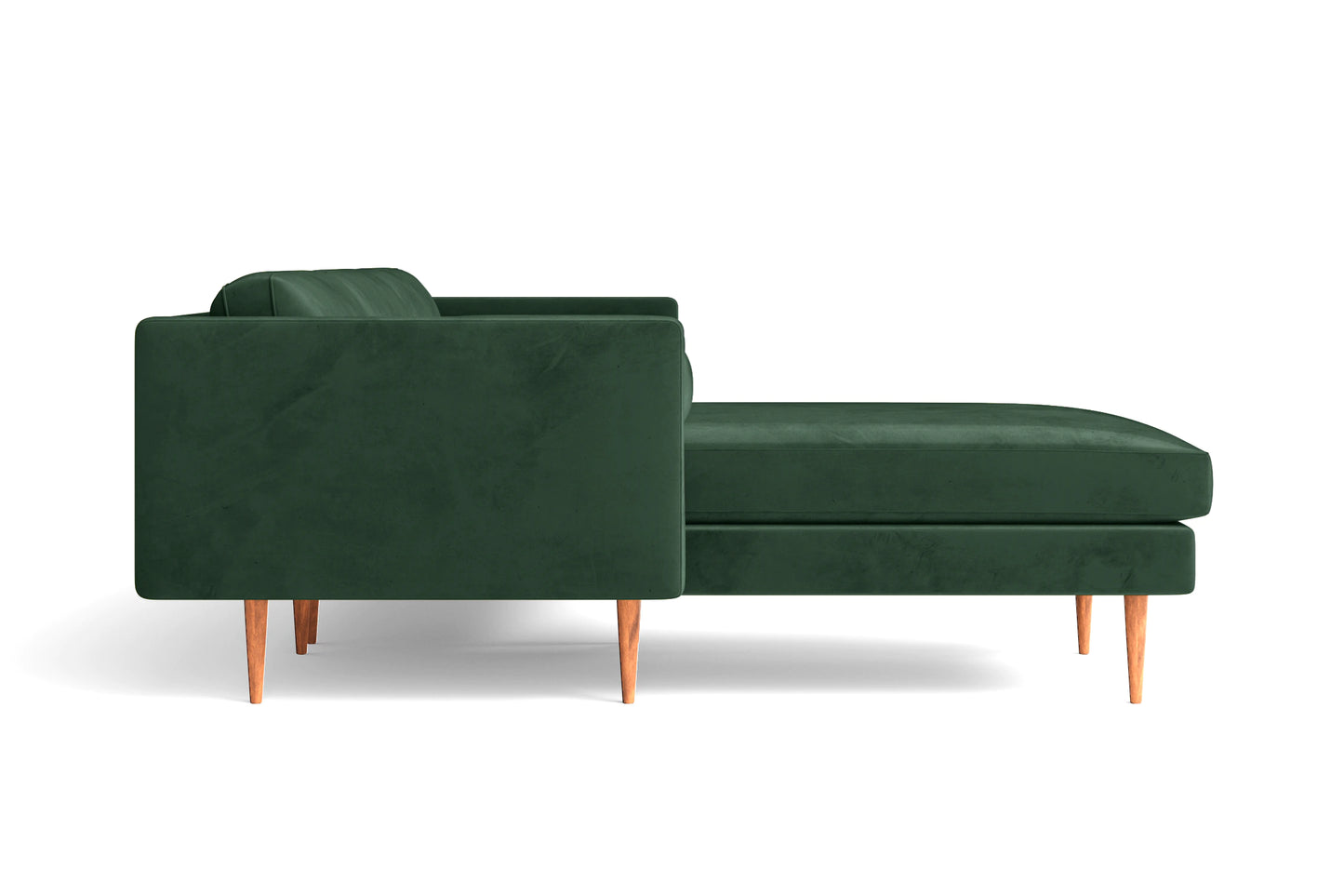 Salerno 3 Seater Left Hand Facing Chaise Lounge Corner Sofa Green Velvet