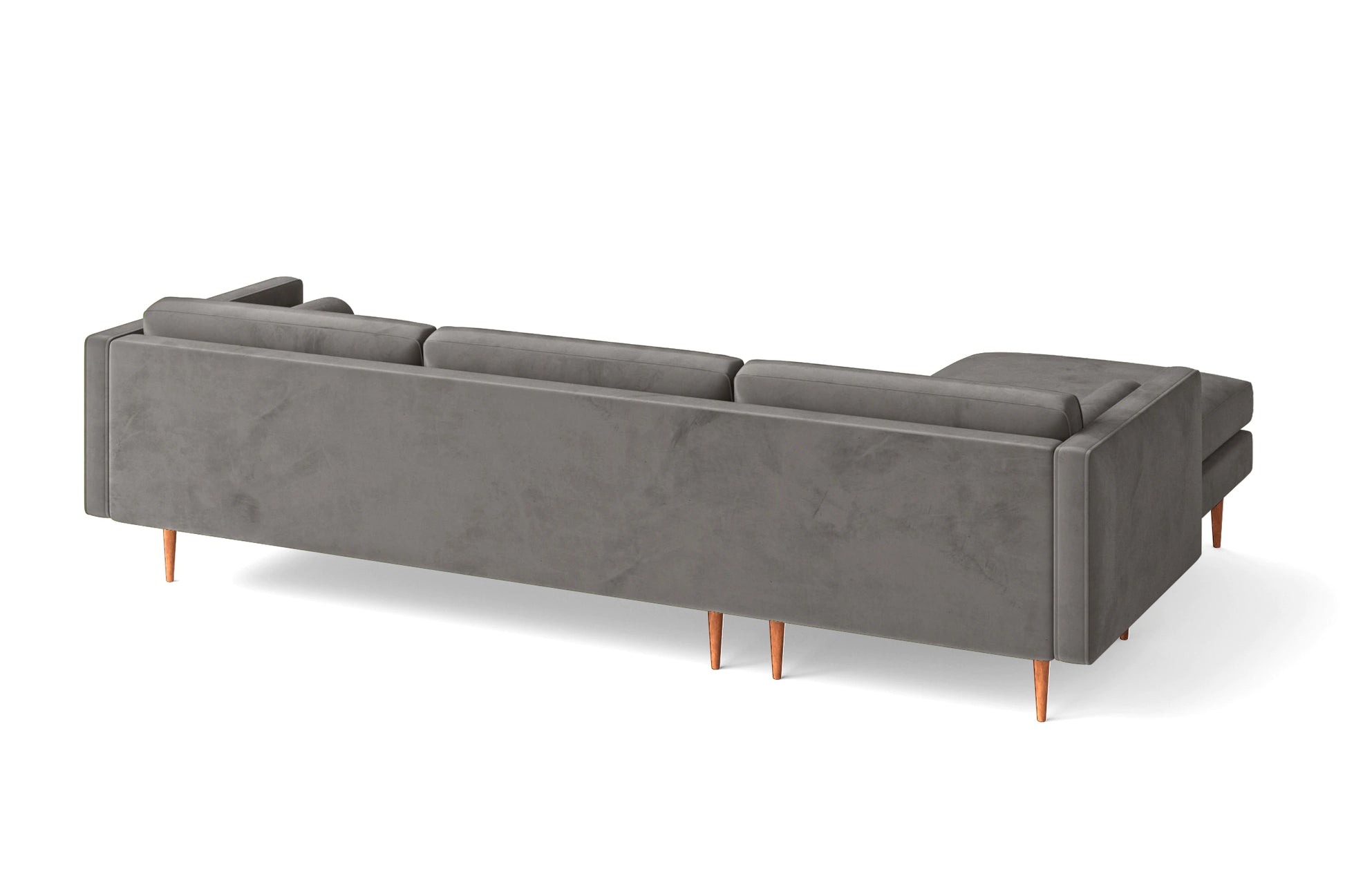 Salerno 3 Seater Left Hand Facing Chaise Lounge Corner Sofa Grey Velvet