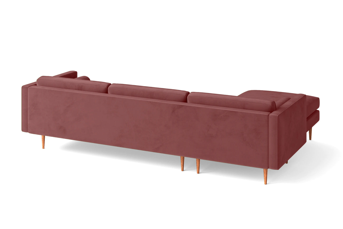 Salerno 3 Seater Left Hand Facing Chaise Lounge Corner Sofa Pink Velvet