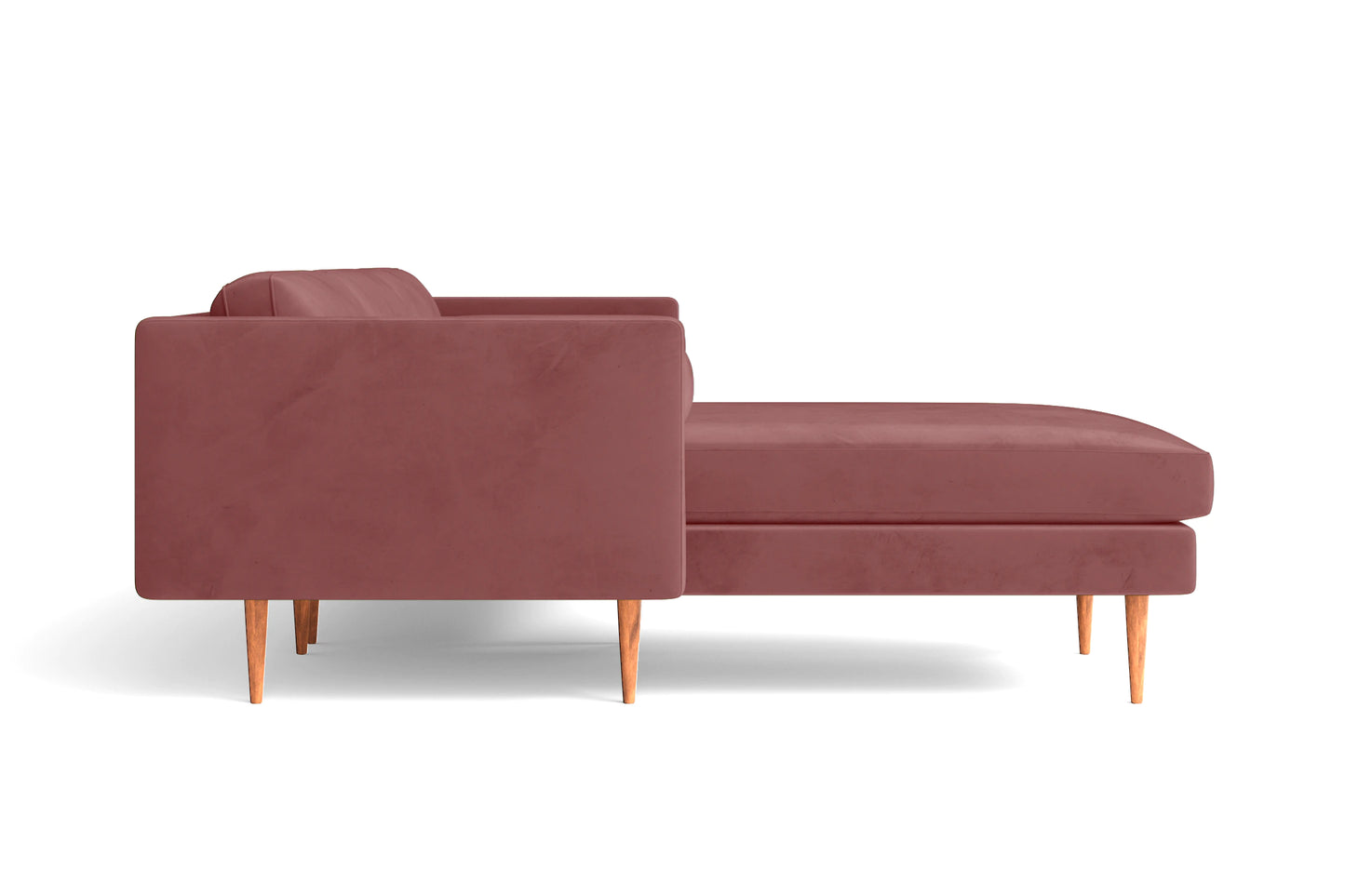 Salerno 3 Seater Left Hand Facing Chaise Lounge Corner Sofa Pink Velvet