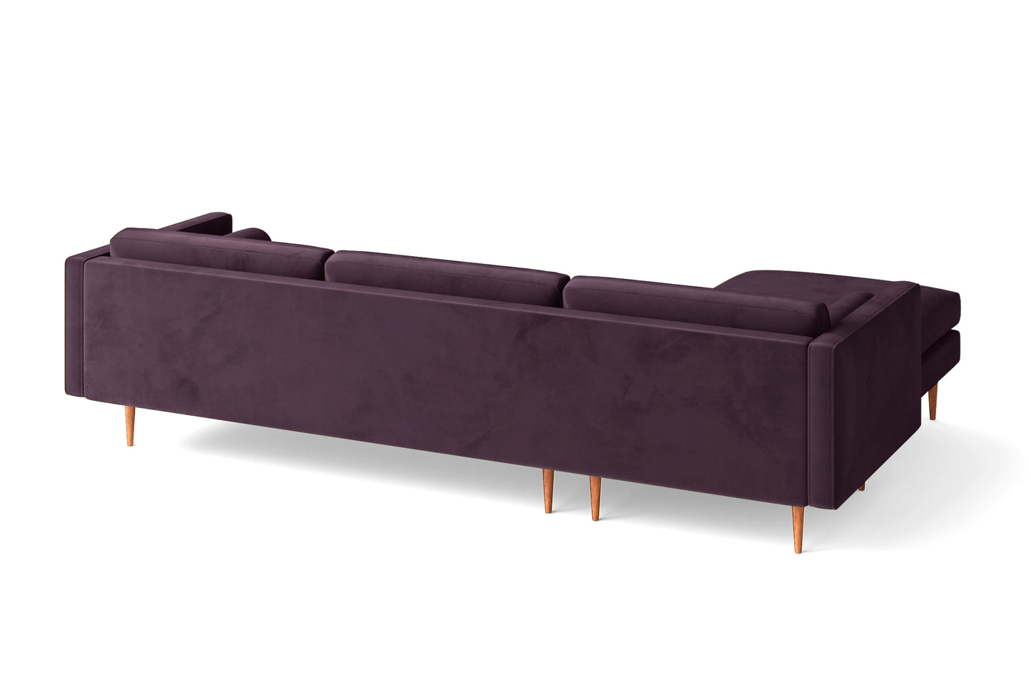 Salerno 3 Seater Left Hand Facing Chaise Lounge Corner Sofa Purple Velvet