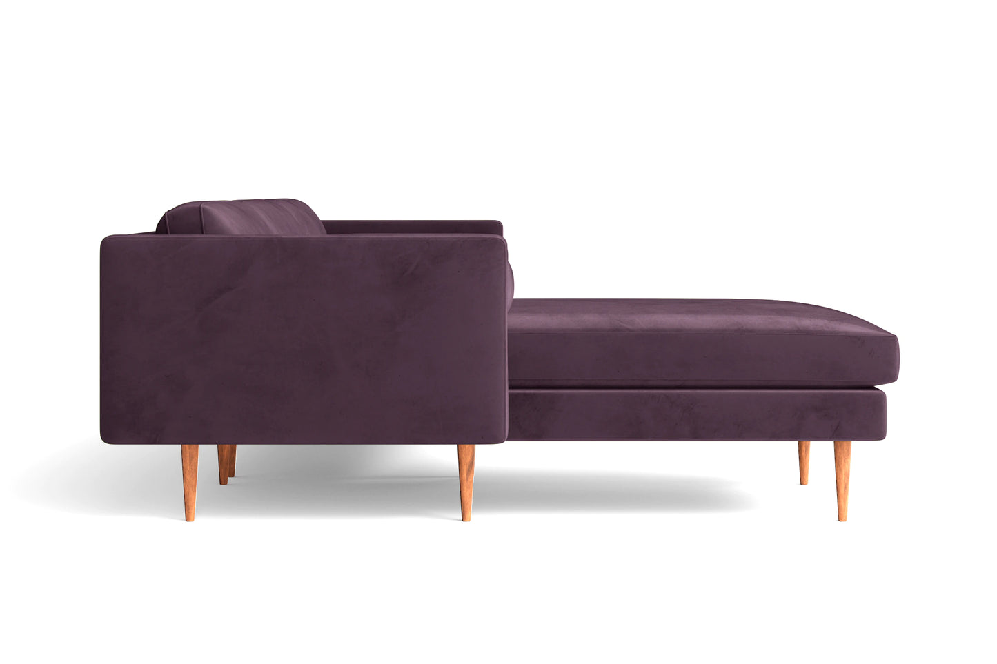 Salerno 3 Seater Left Hand Facing Chaise Lounge Corner Sofa Purple Velvet