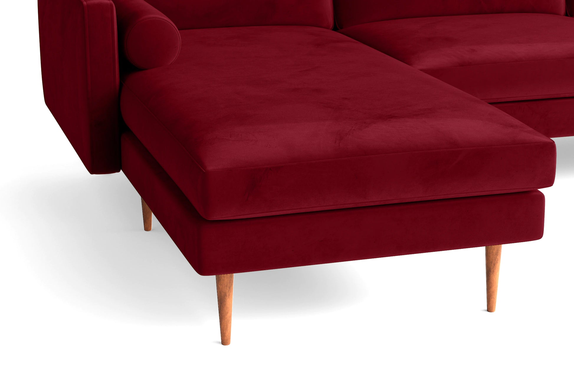 Salerno 3 Seater Left Hand Facing Chaise Lounge Corner Sofa Red Velvet