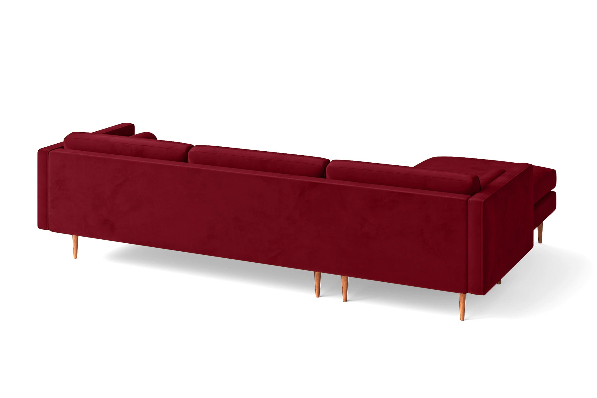 Salerno 3 Seater Left Hand Facing Chaise Lounge Corner Sofa Red Velvet