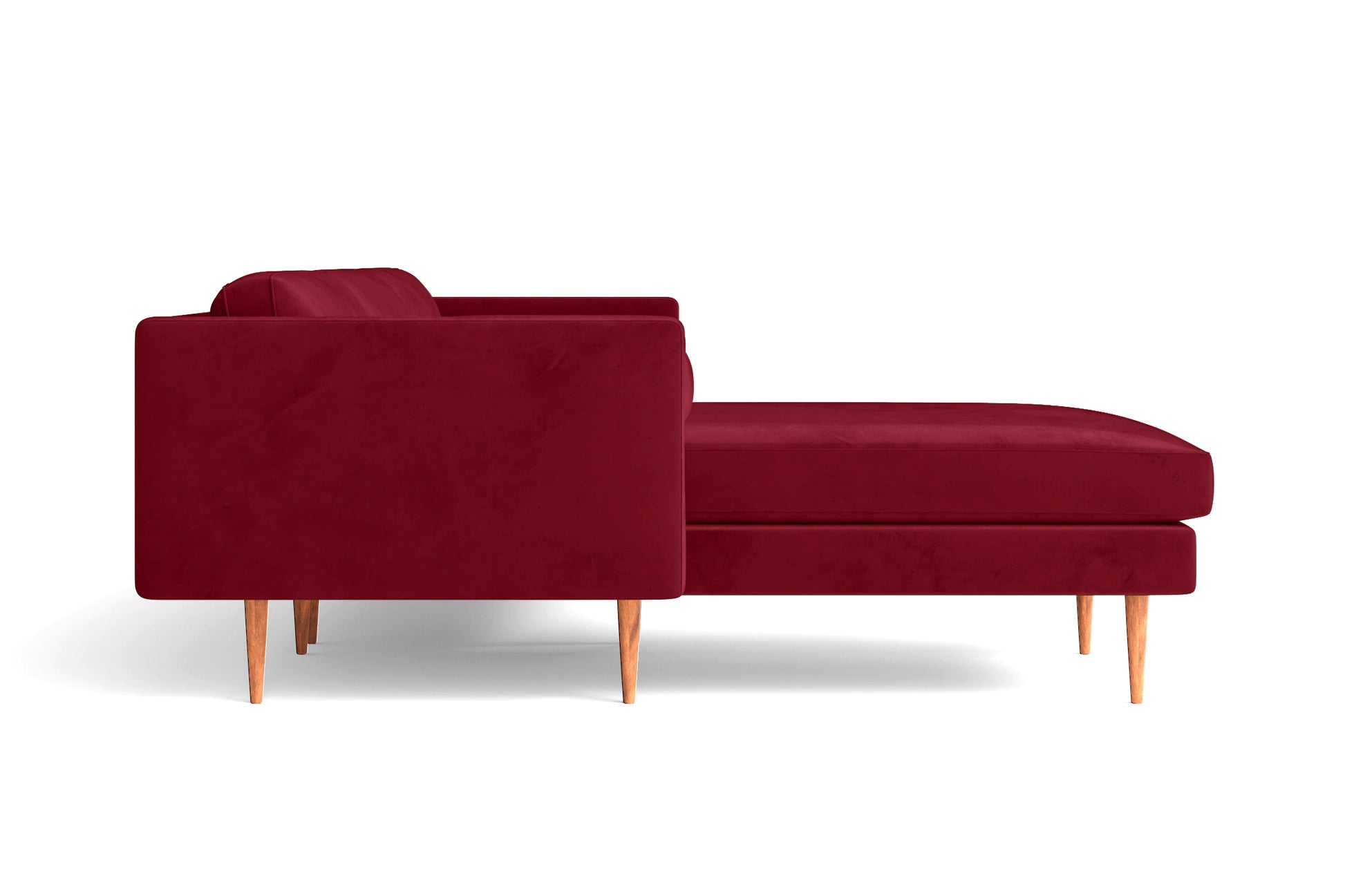 Salerno 3 Seater Left Hand Facing Chaise Lounge Corner Sofa Red Velvet