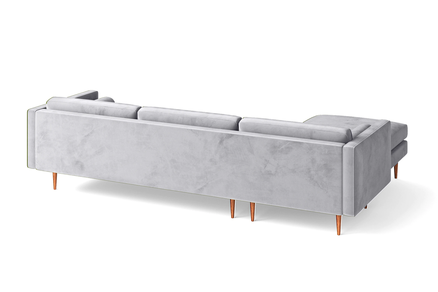 Salerno 3 Seater Left Hand Facing Chaise Lounge Corner Sofa Silver Velvet