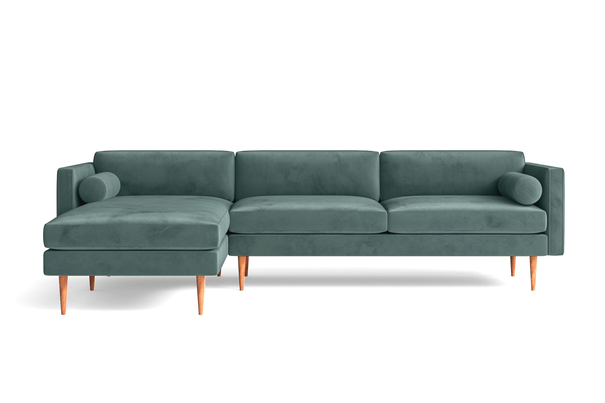 Salerno 3 Seater Left Hand Facing Chaise Lounge Corner Sofa Teal Velvet