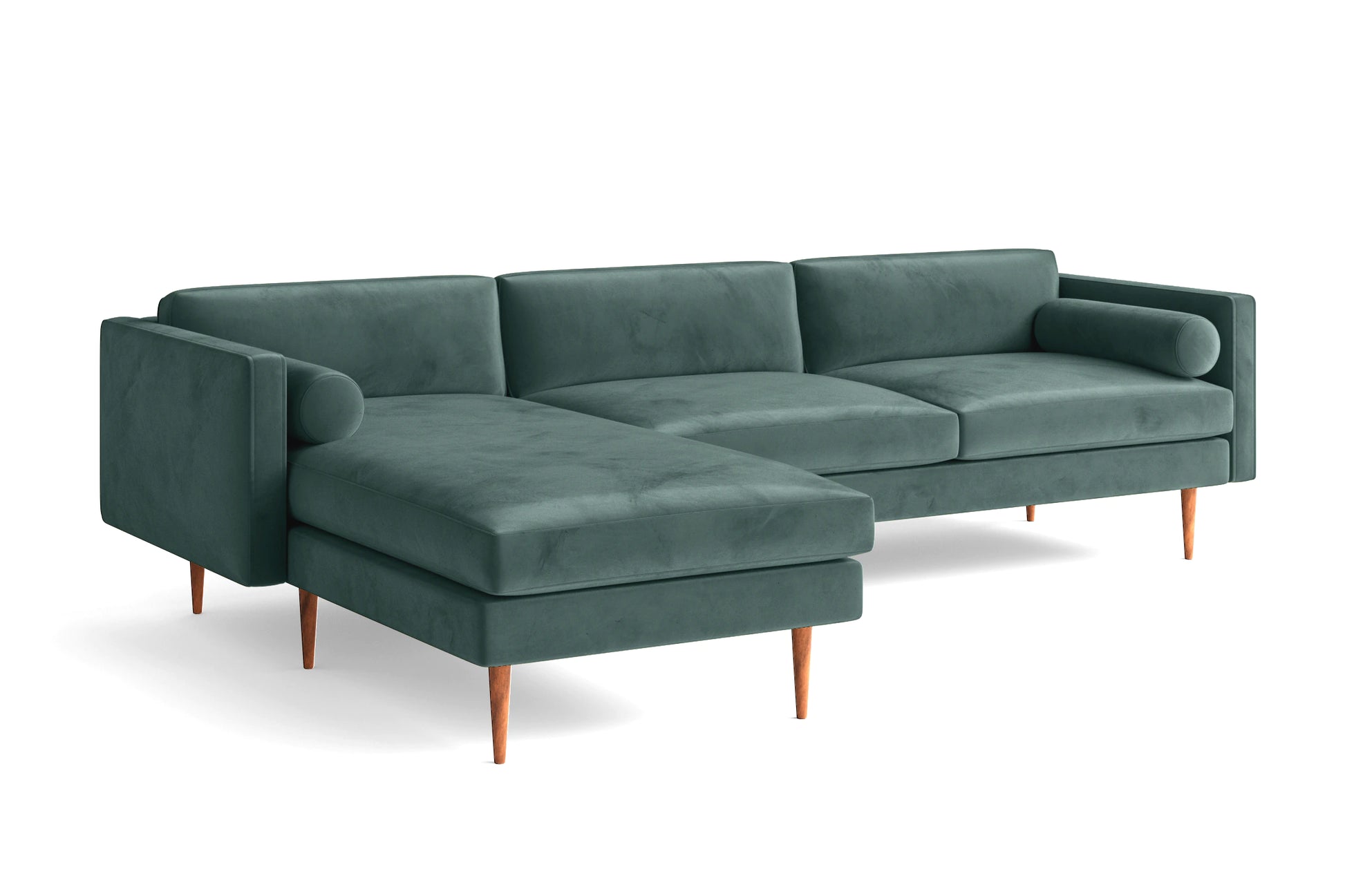 Salerno 3 Seater Left Hand Facing Chaise Lounge Corner Sofa Teal Velvet