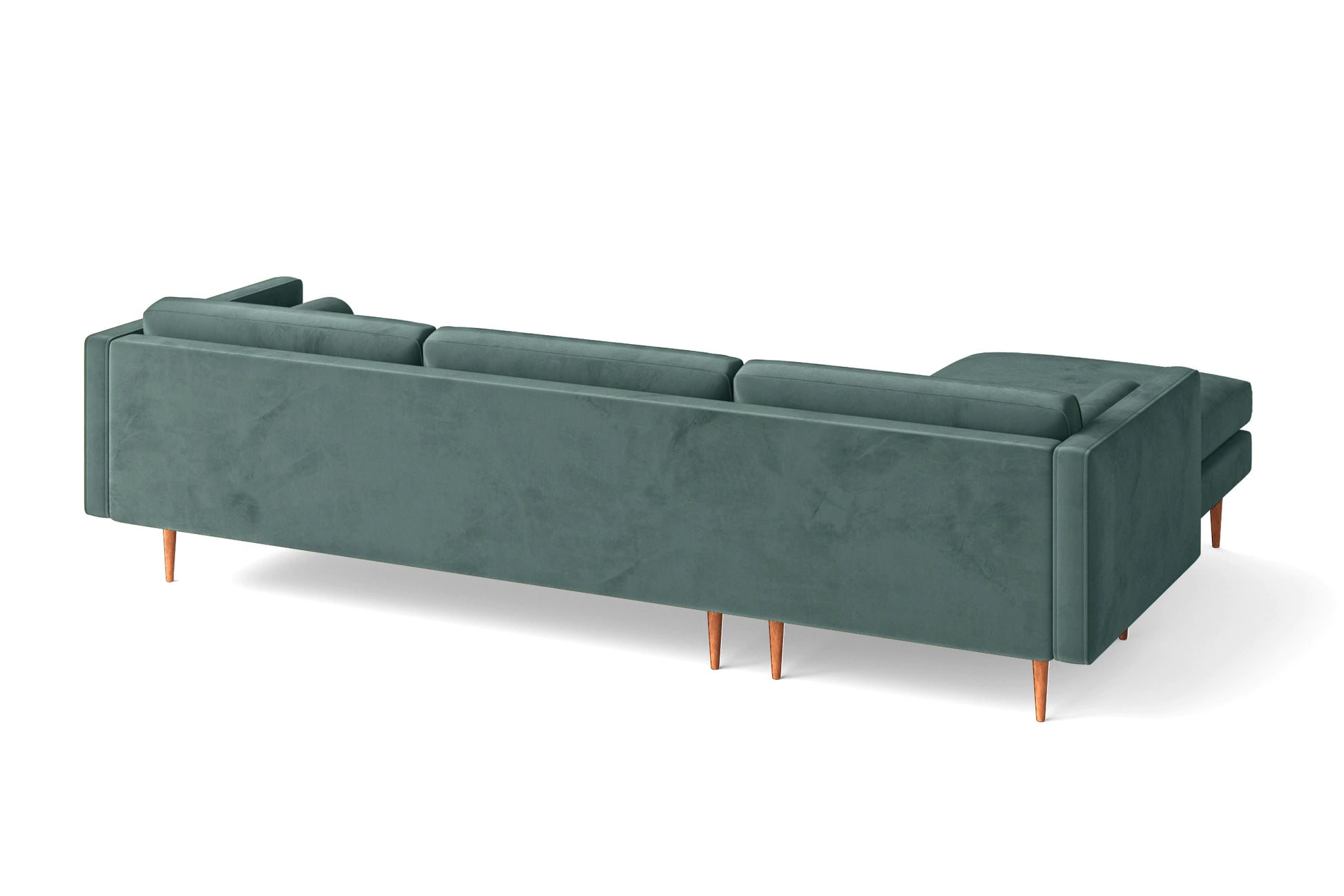 Salerno 3 Seater Left Hand Facing Chaise Lounge Corner Sofa Teal Velvet