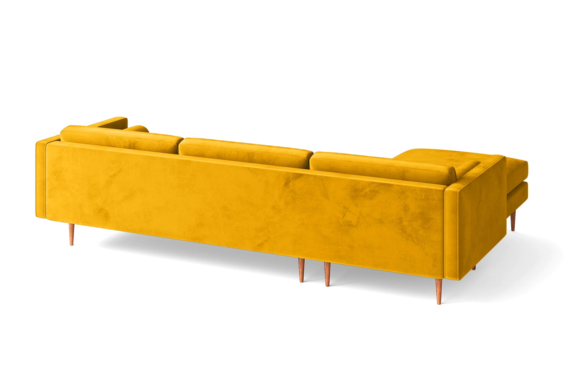 Salerno 3 Seater Left Hand Facing Chaise Lounge Corner Sofa Yellow Velvet