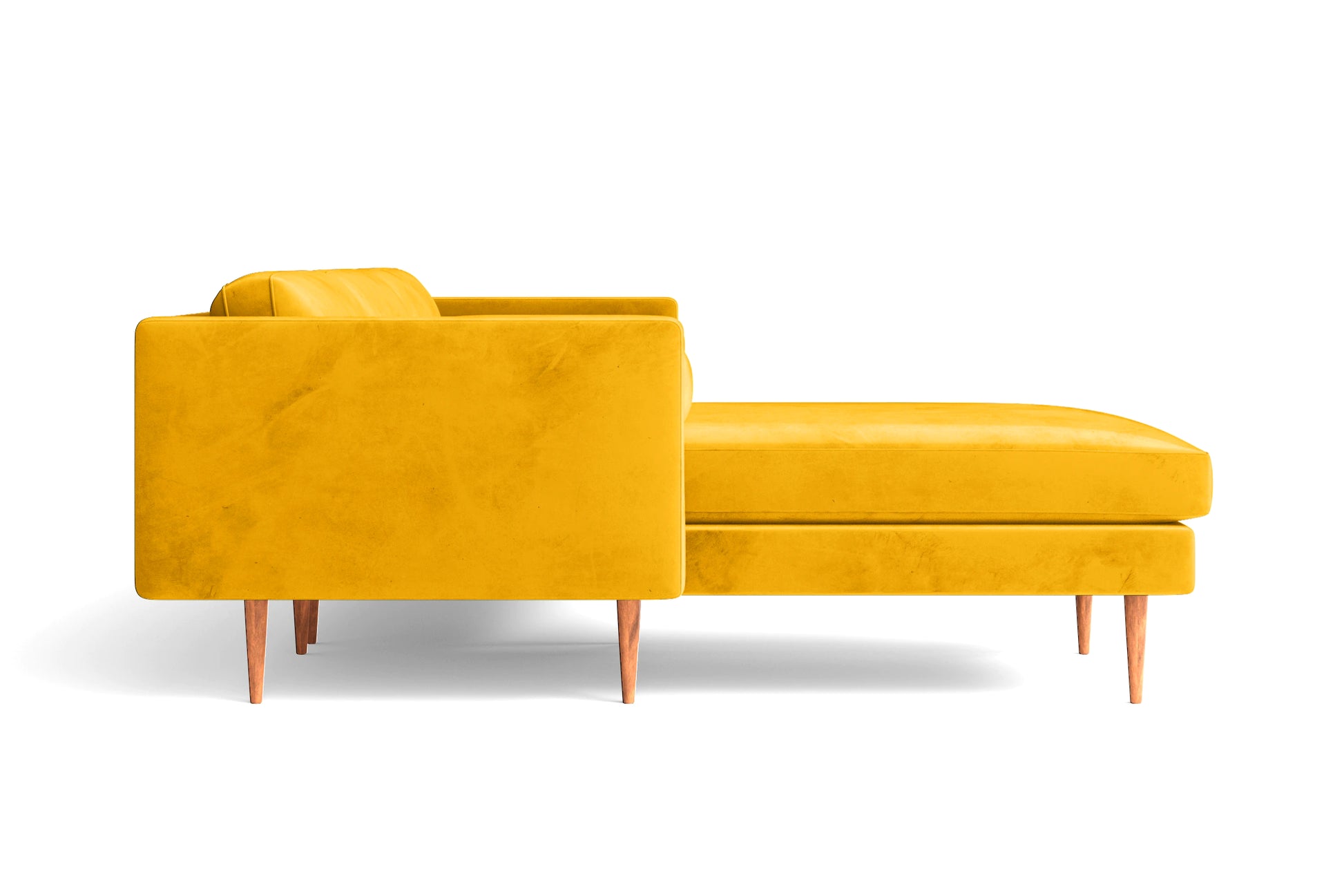 Salerno 3 Seater Left Hand Facing Chaise Lounge Corner Sofa Yellow Velvet