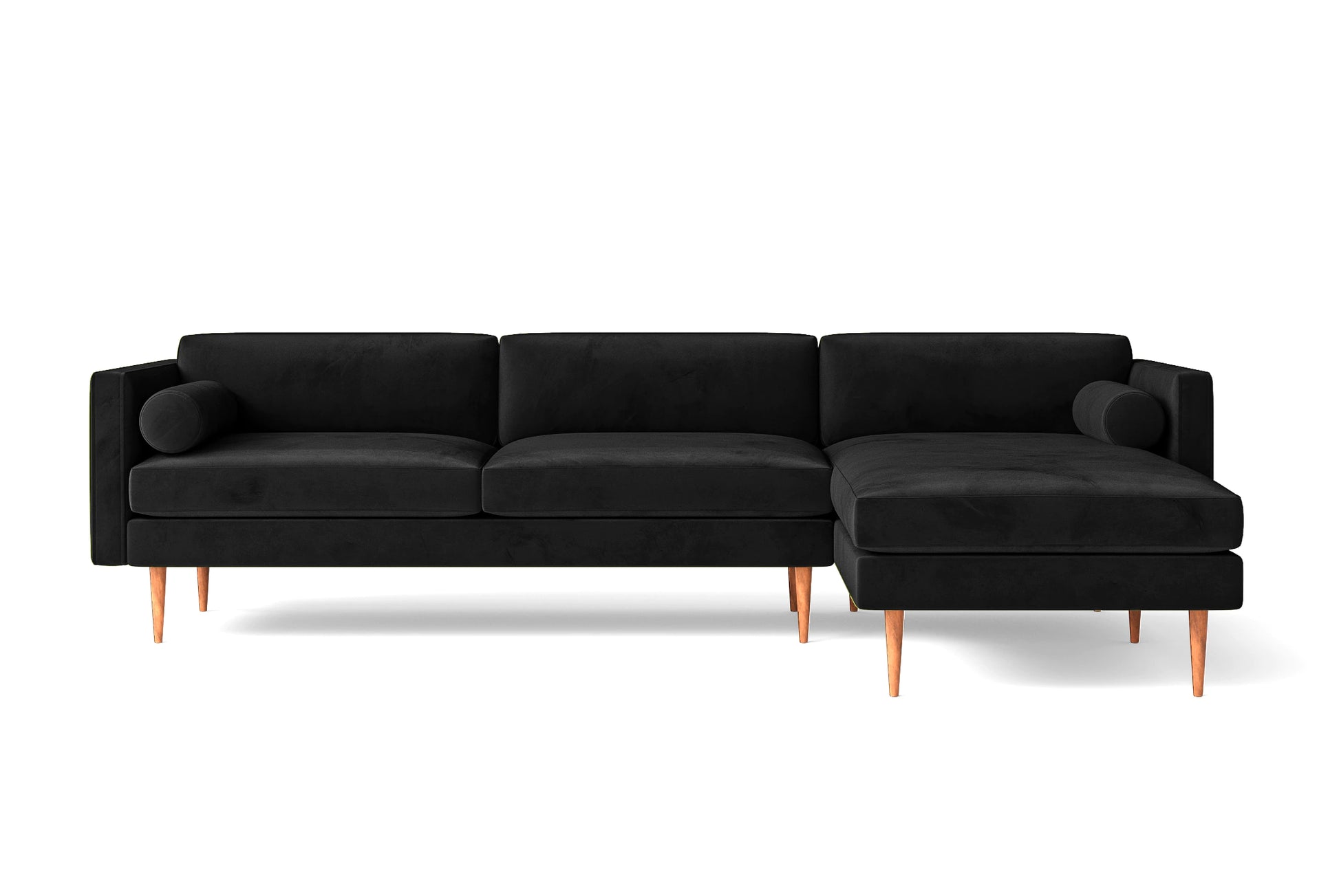 Salerno 3 Seater Right Hand Facing Chaise Lounge Corner Sofa Black Velvet