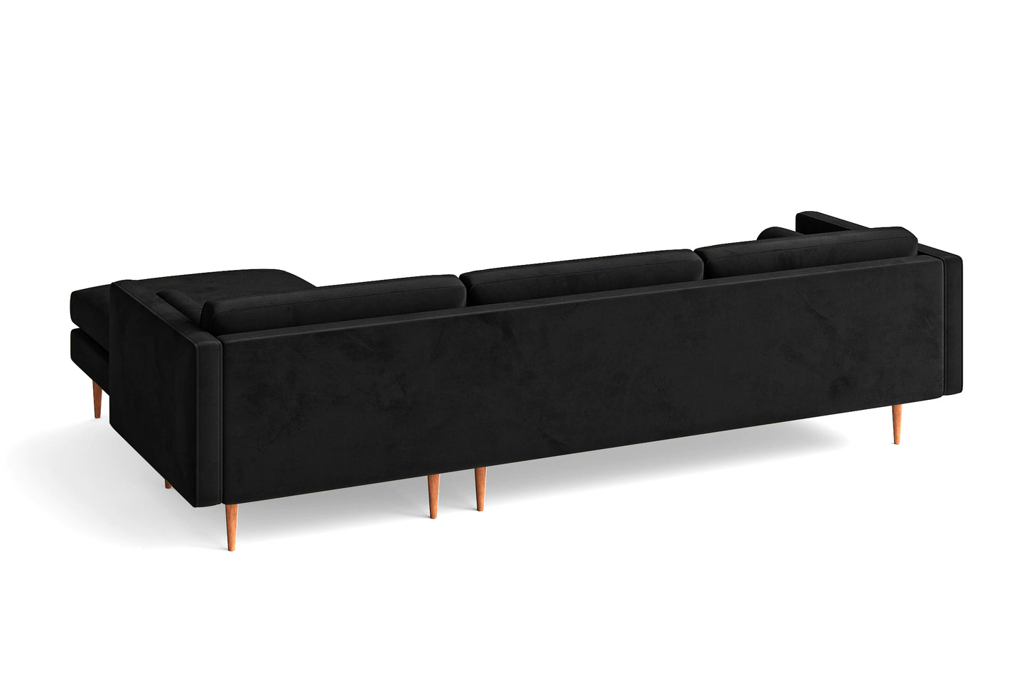 Salerno 3 Seater Right Hand Facing Chaise Lounge Corner Sofa Black Velvet