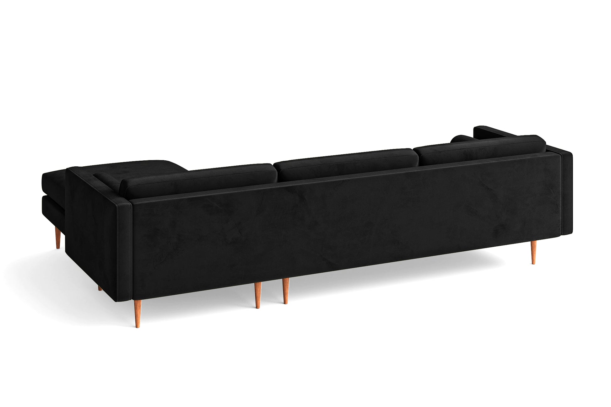 Salerno 3 Seater Right Hand Facing Chaise Lounge Corner Sofa Black Velvet