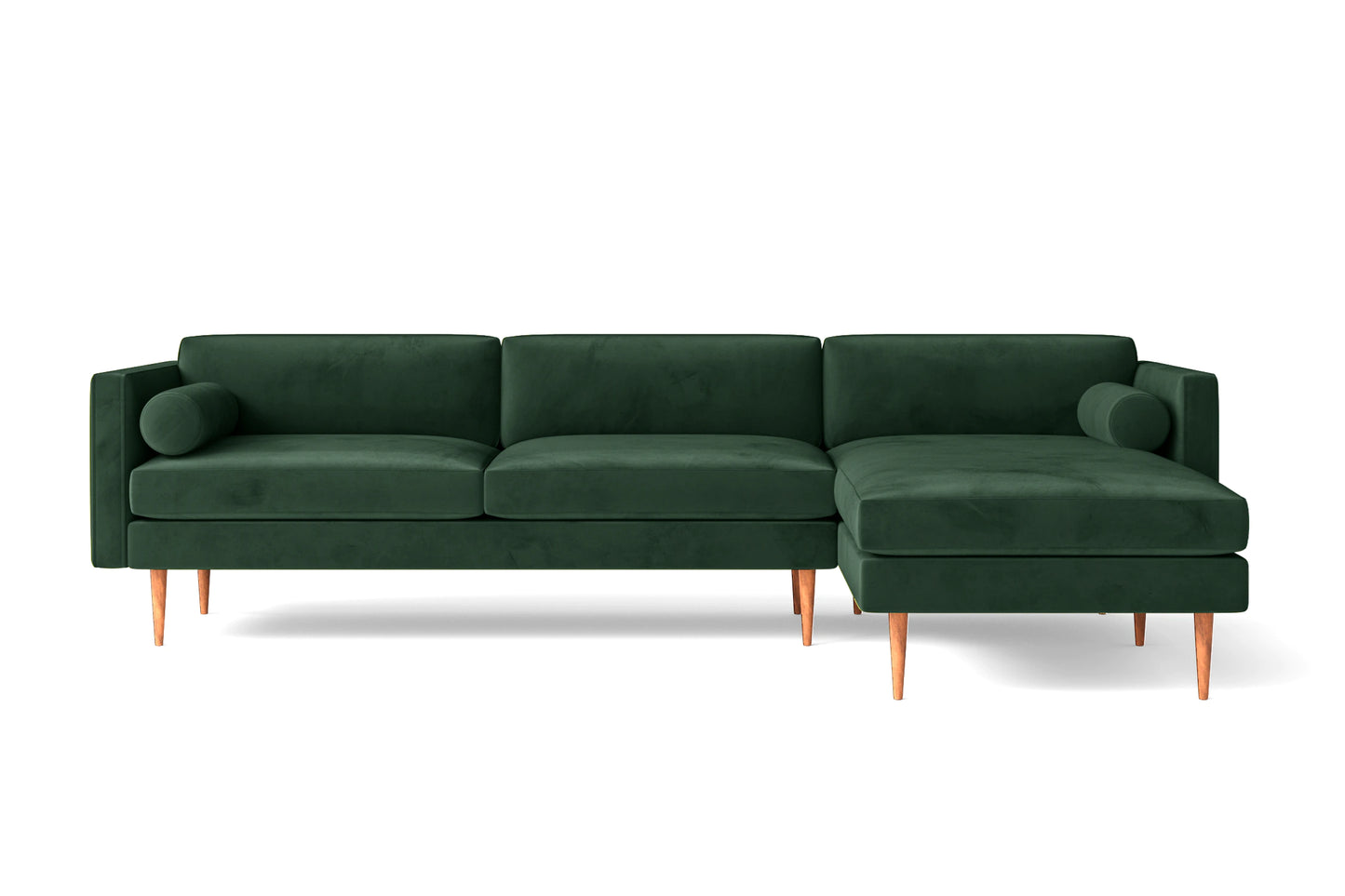 Salerno 3 Seater Right Hand Facing Chaise Lounge Corner Sofa Green Velvet