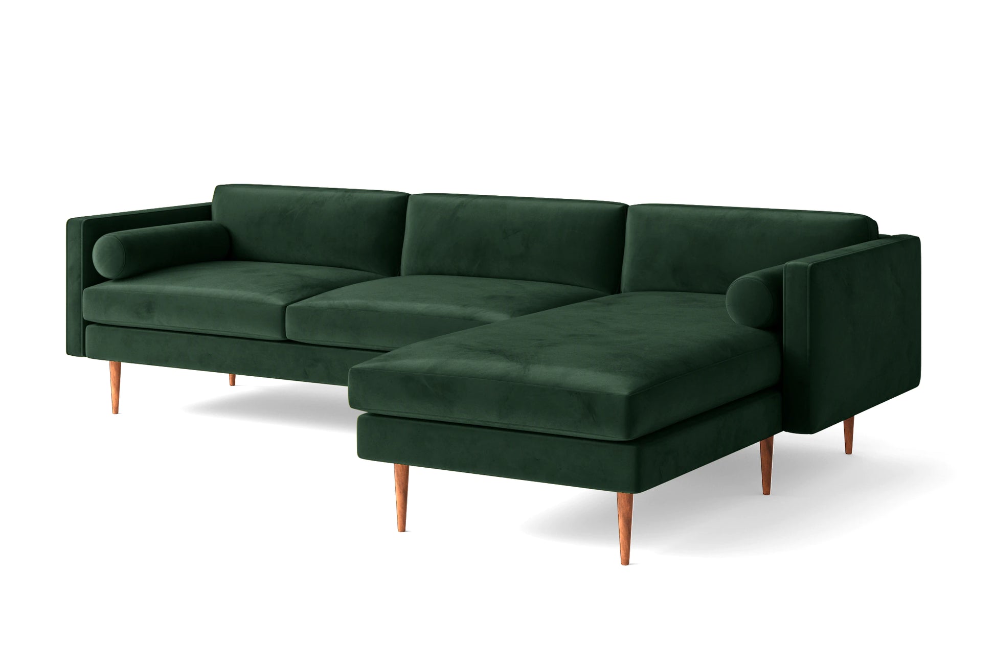 Salerno 3 Seater Right Hand Facing Chaise Lounge Corner Sofa Green Velvet