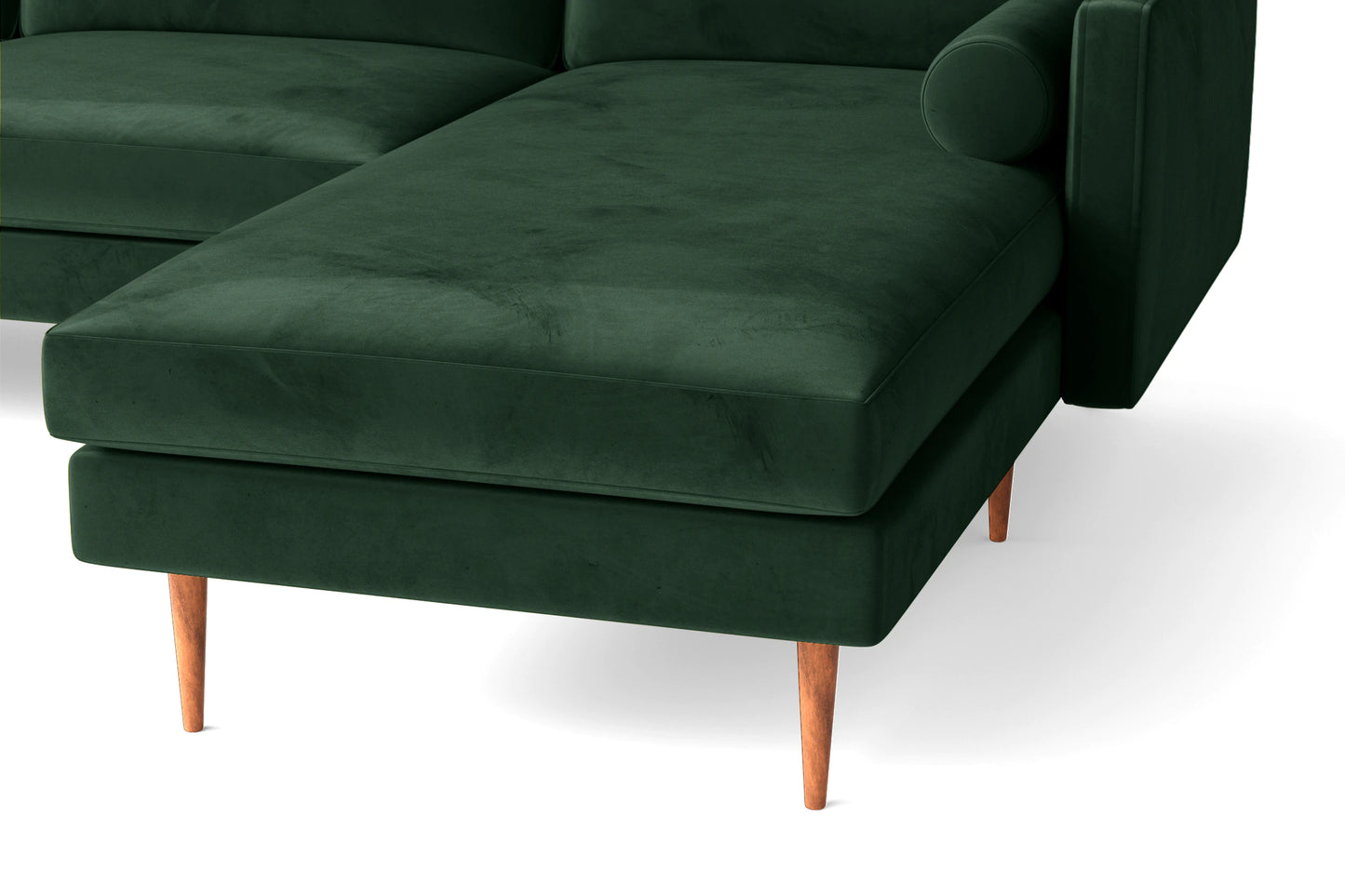 Salerno 3 Seater Right Hand Facing Chaise Lounge Corner Sofa Green Velvet