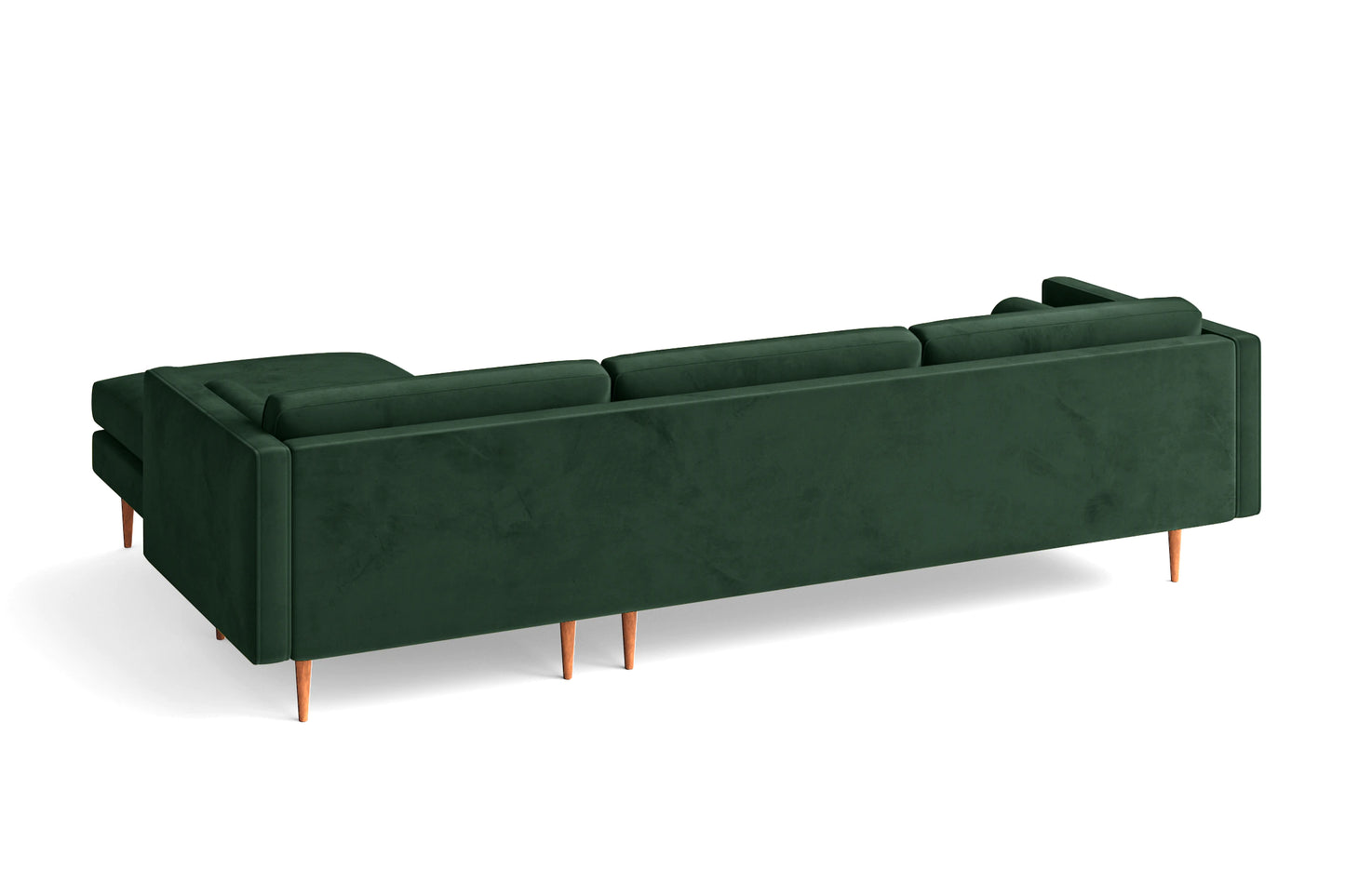 Salerno 3 Seater Right Hand Facing Chaise Lounge Corner Sofa Green Velvet