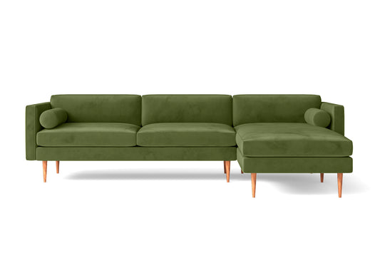 Salerno 3 Seater Right Hand Facing Chaise Lounge Corner Sofa Lime Velvet