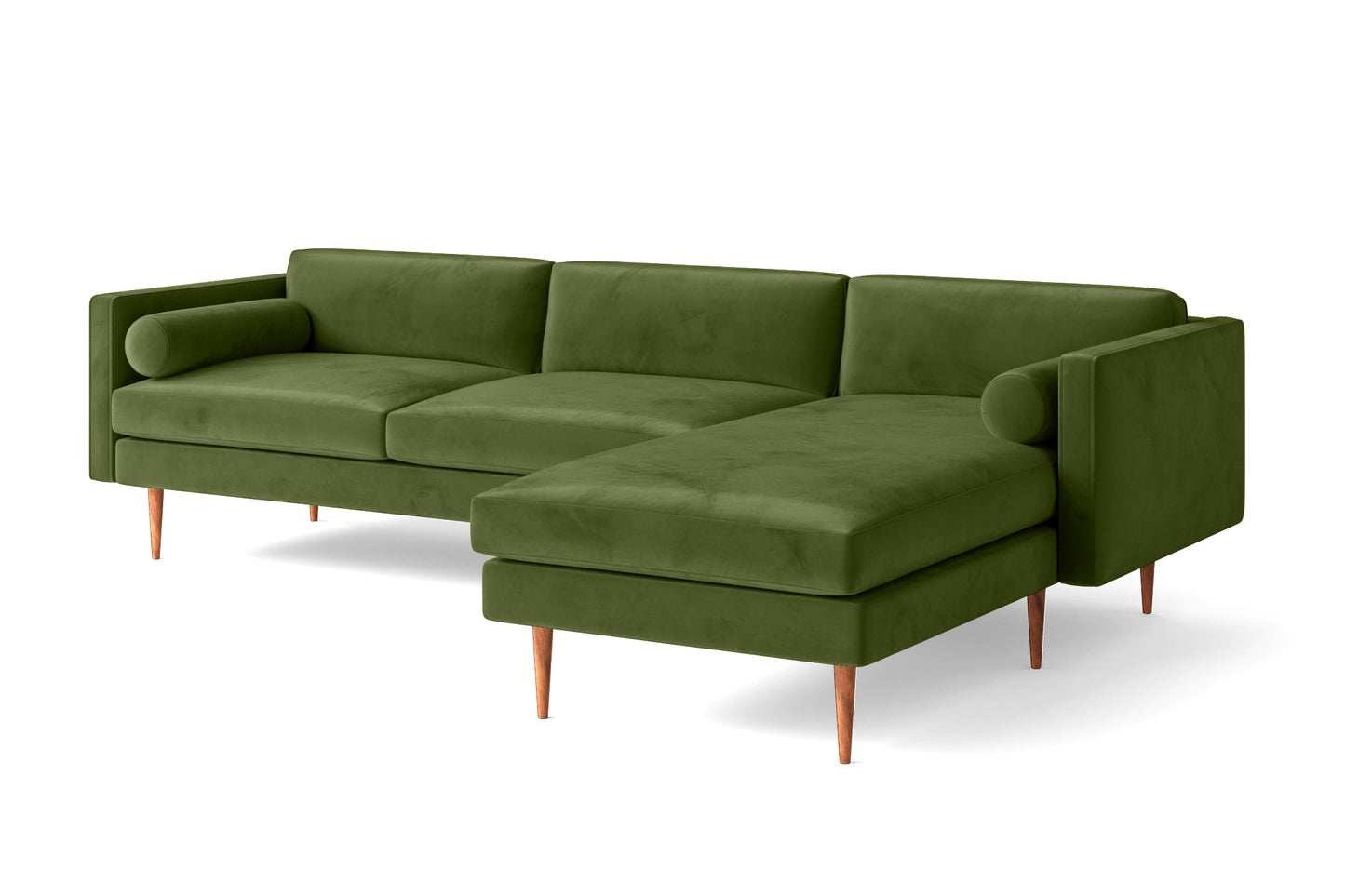 Salerno 3 Seater Right Hand Facing Chaise Lounge Corner Sofa Lime Velvet