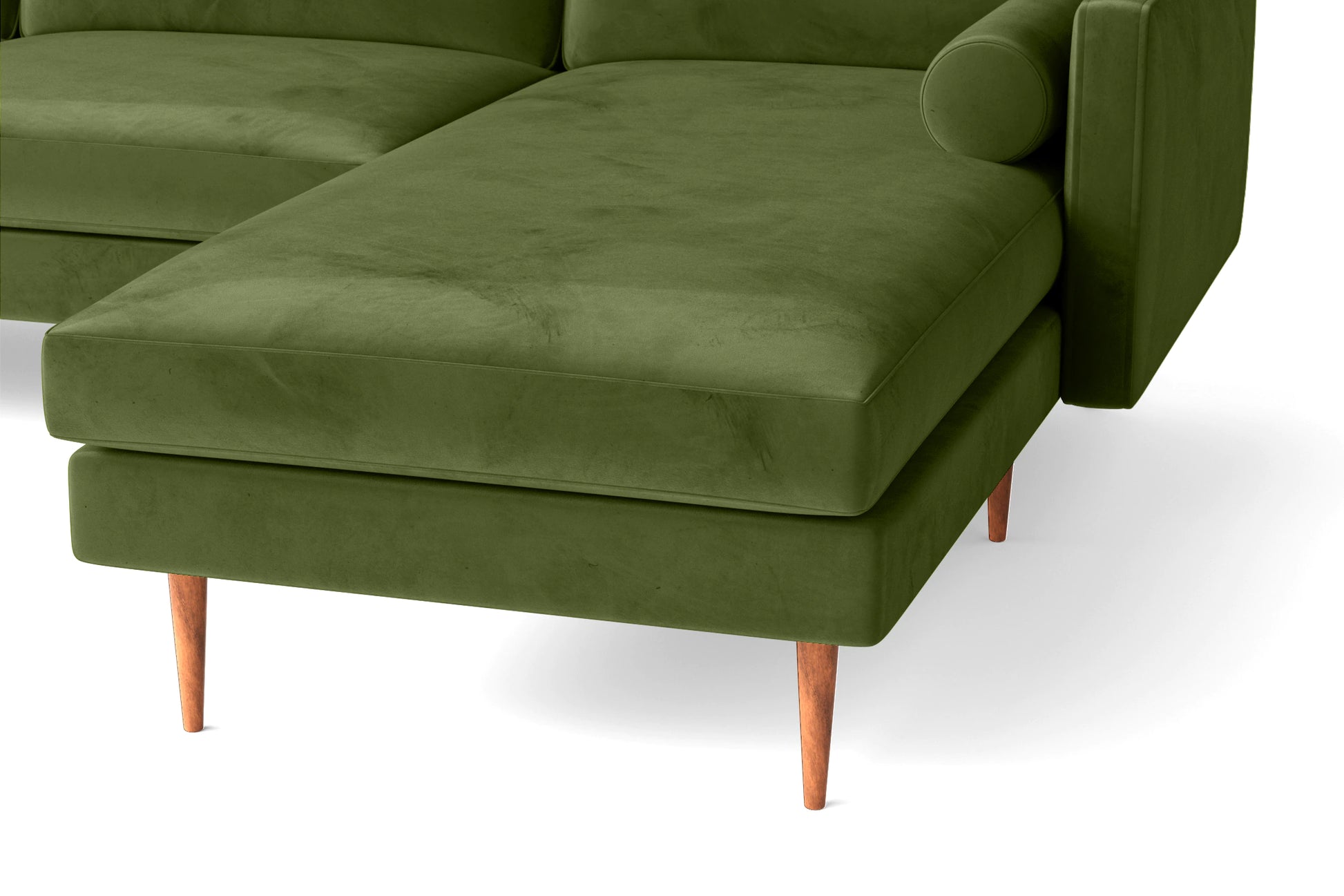 Salerno 3 Seater Right Hand Facing Chaise Lounge Corner Sofa Lime Velvet