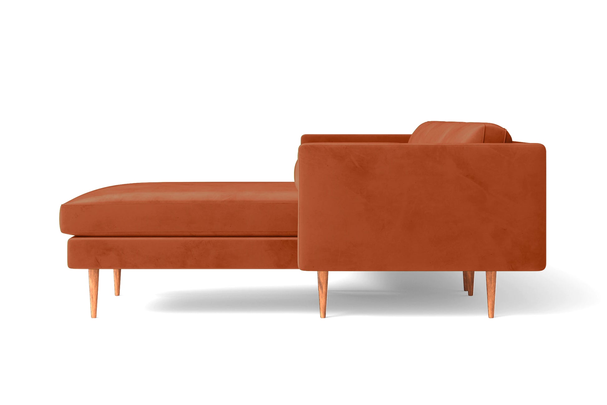 Salerno 3 Seater Right Hand Facing Chaise Lounge Corner Sofa Orange Velvet