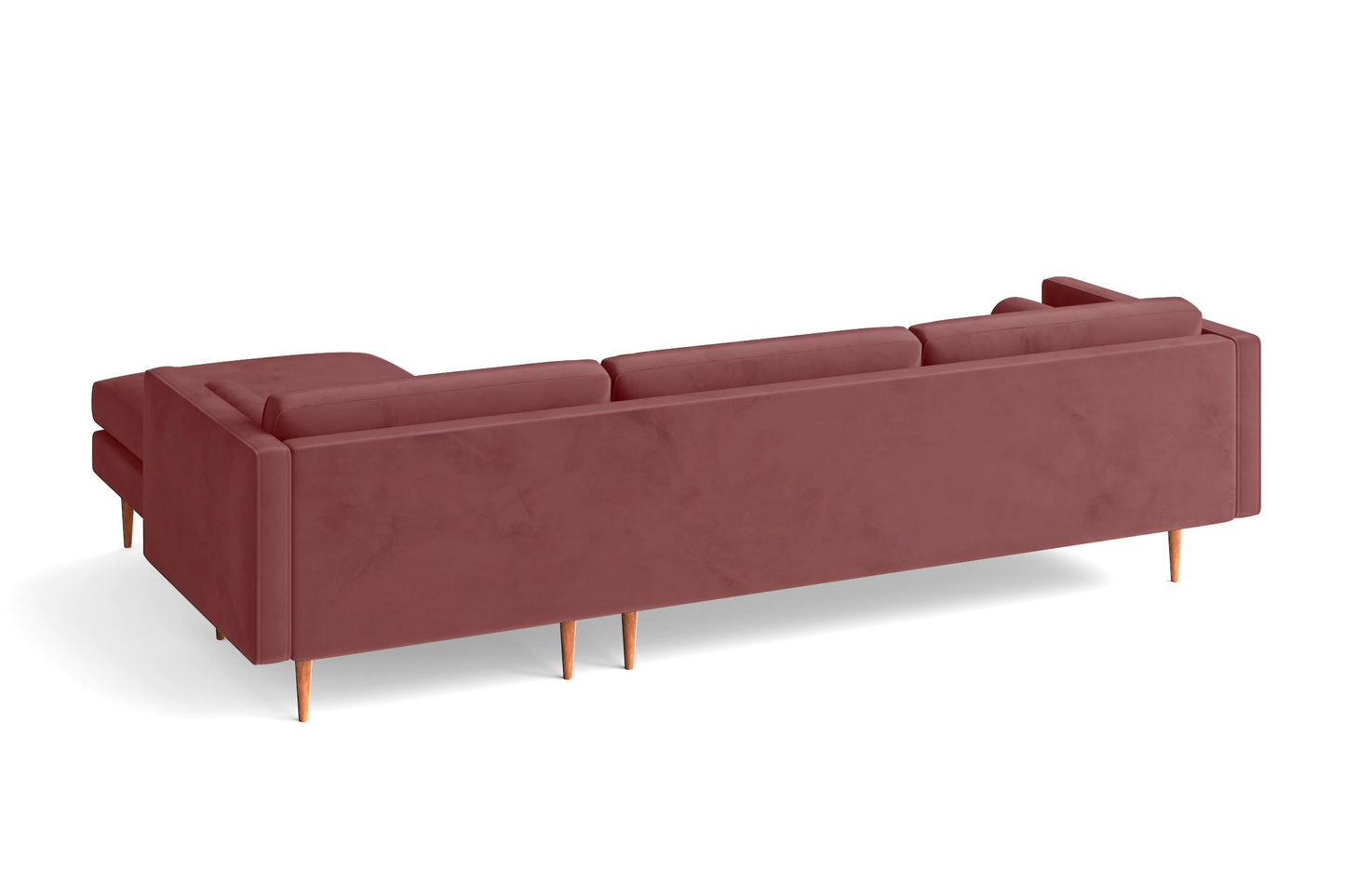 Salerno 3 Seater Right Hand Facing Chaise Lounge Corner Sofa Pink Velvet