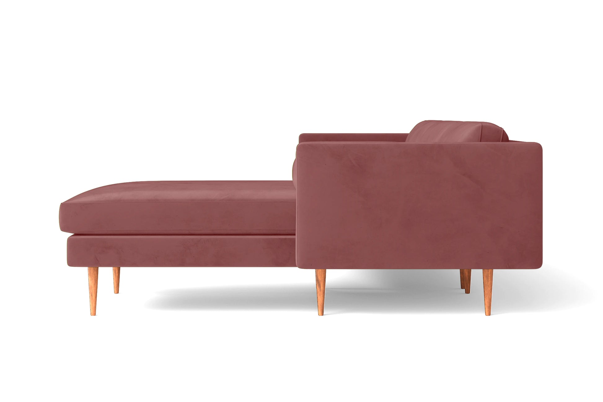 Salerno 3 Seater Right Hand Facing Chaise Lounge Corner Sofa Pink Velvet