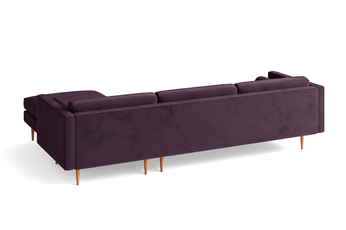 Salerno 3 Seater Right Hand Facing Chaise Lounge Corner Sofa Purple Velvet