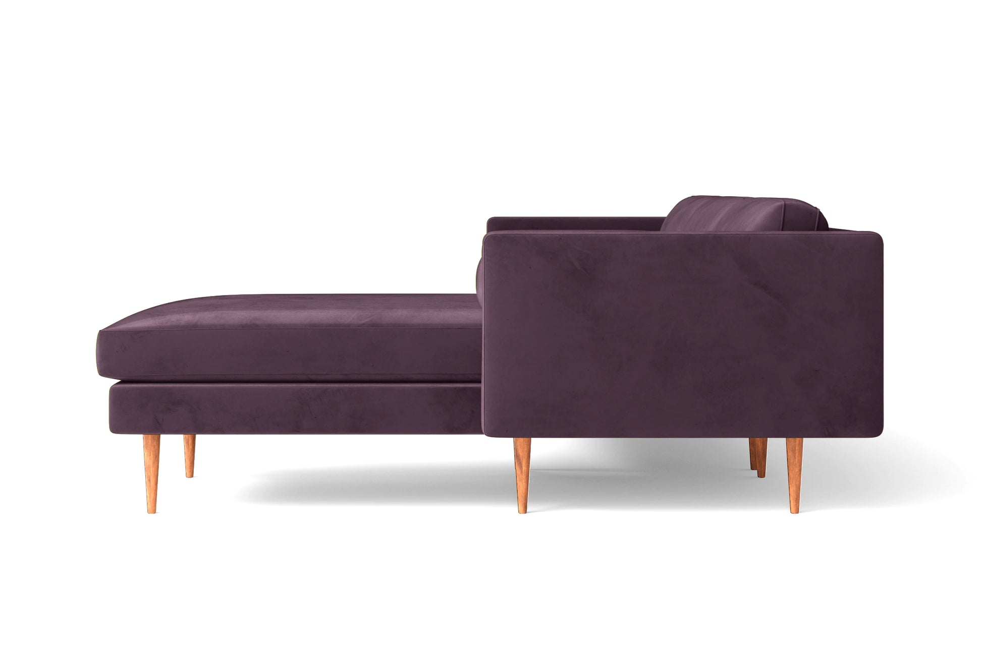 Salerno 3 Seater Right Hand Facing Chaise Lounge Corner Sofa Purple Velvet