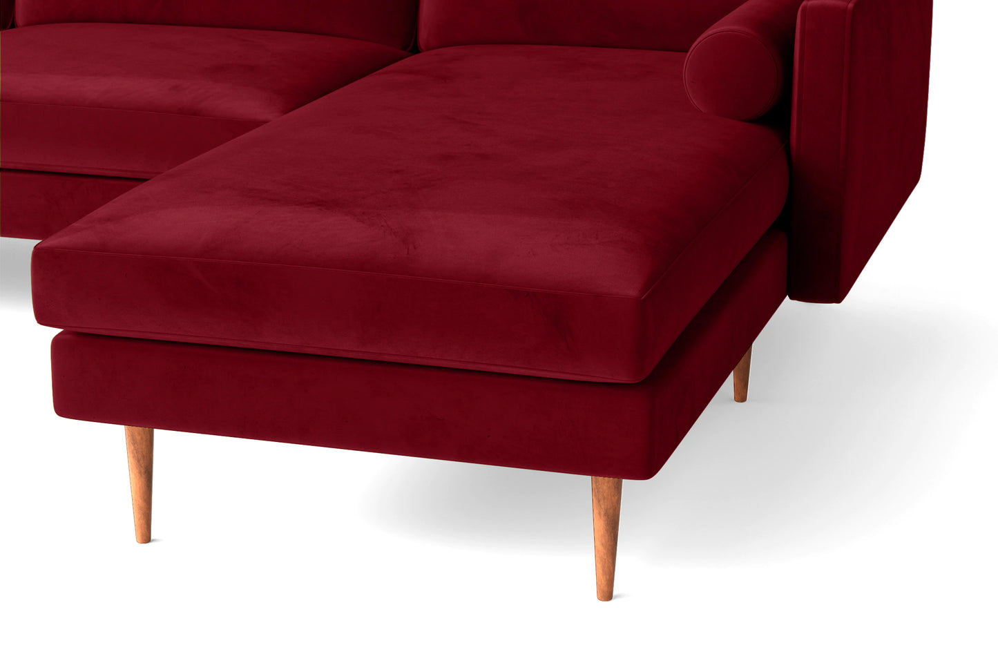 Salerno 3 Seater Right Hand Facing Chaise Lounge Corner Sofa Red Velvet