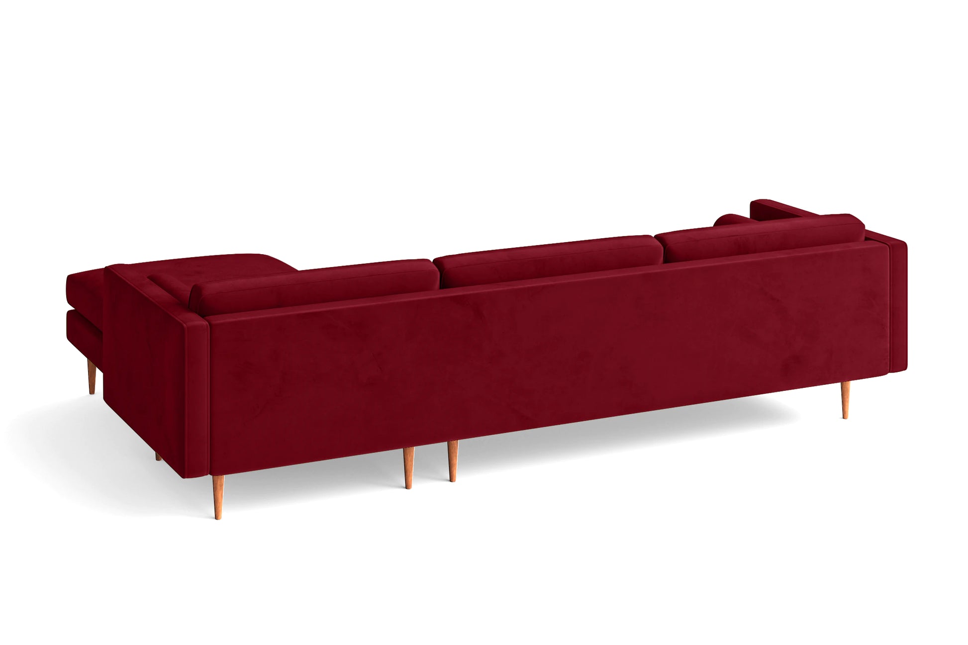 Salerno 3 Seater Right Hand Facing Chaise Lounge Corner Sofa Red Velvet