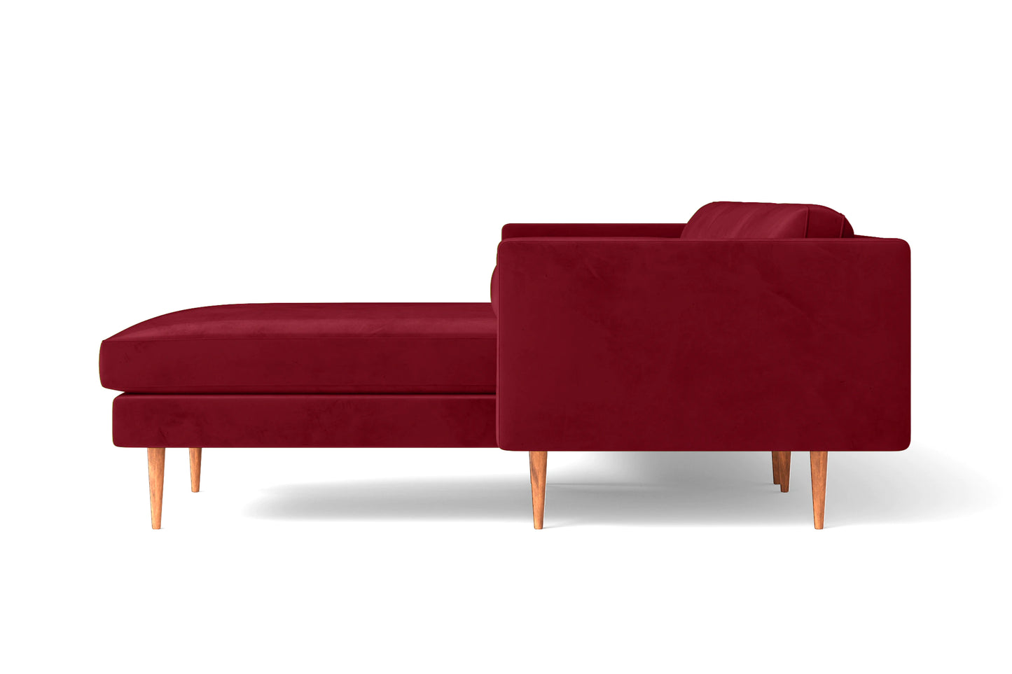 Salerno 3 Seater Right Hand Facing Chaise Lounge Corner Sofa Red Velvet