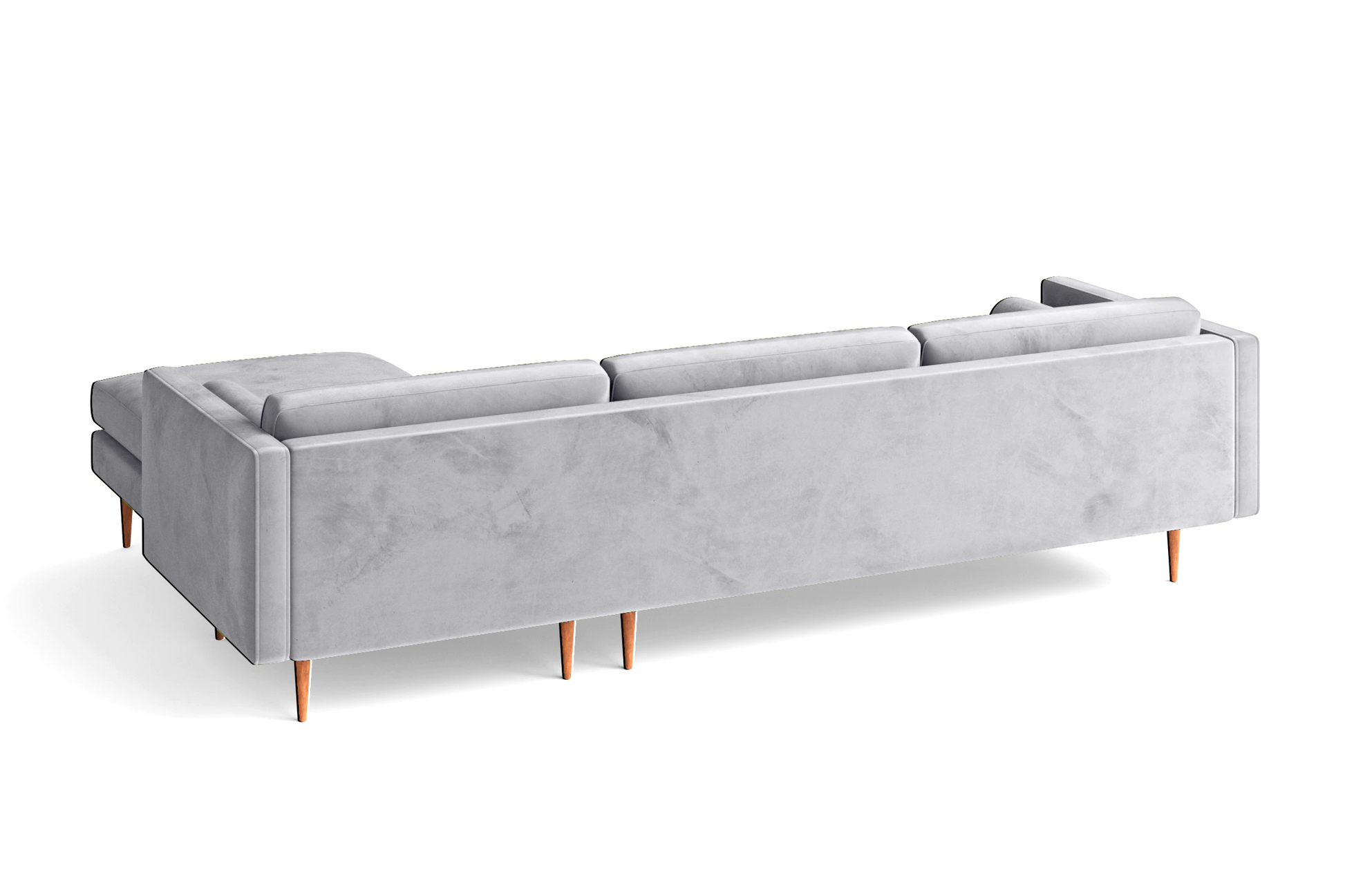 Salerno 3 Seater Right Hand Facing Chaise Lounge Corner Sofa Silver Velvet