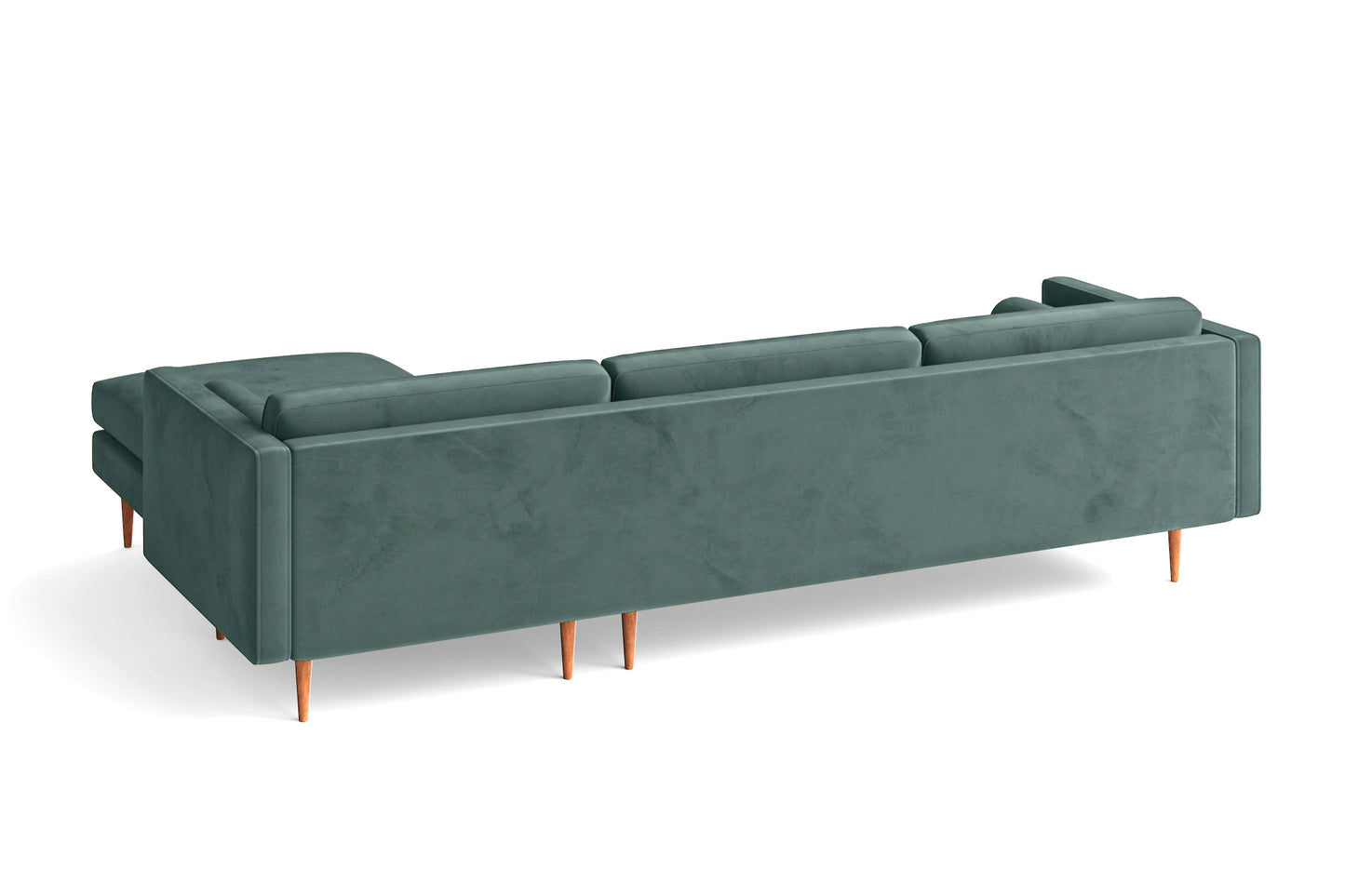 Salerno 3 Seater Right Hand Facing Chaise Lounge Corner Sofa Teal Velvet