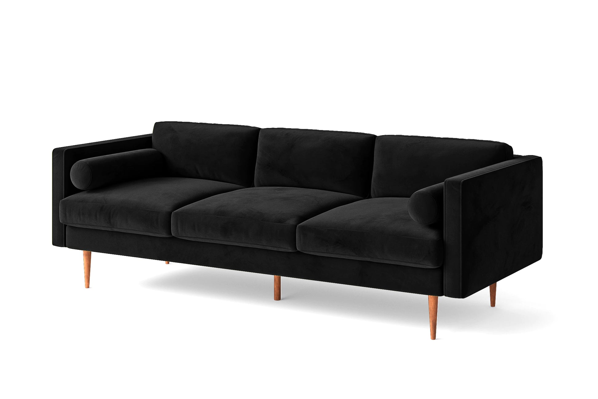 Salerno 3 Seater Sofa Black Velvet