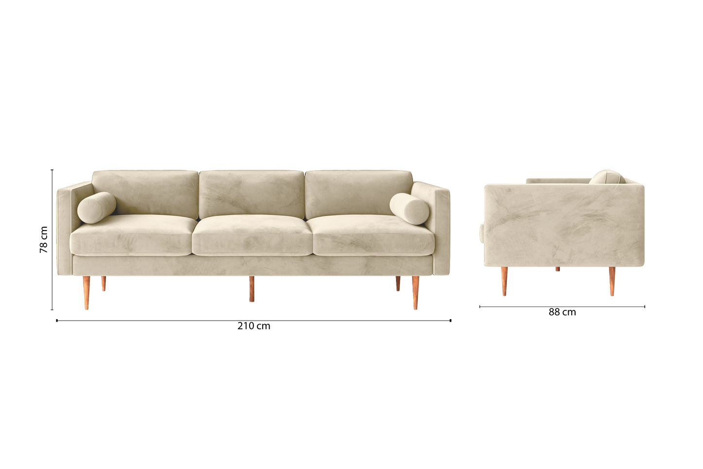 Salerno 3 Seater Sofa Cream Velvet