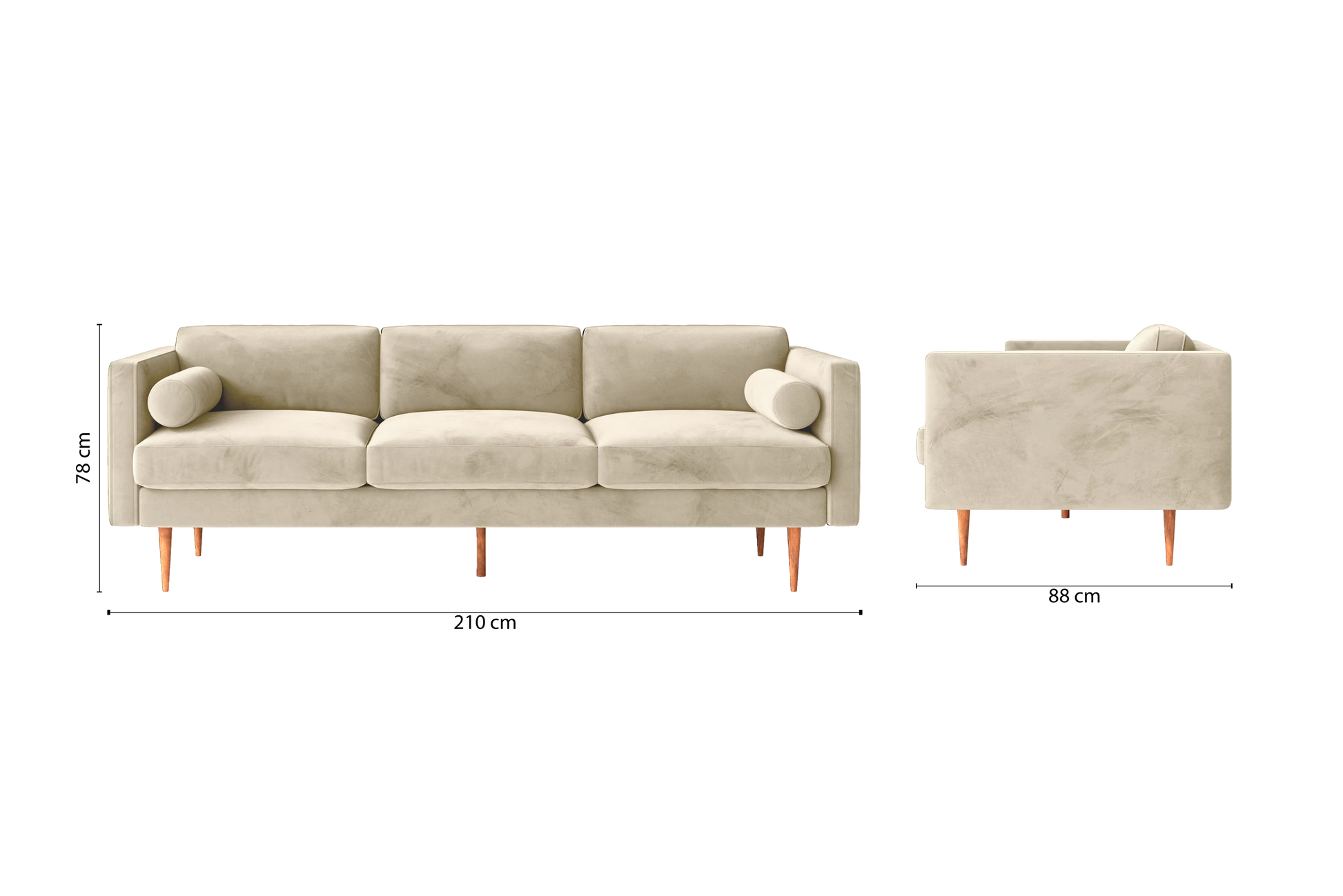 Salerno 3 Seater Sofa Cream Velvet